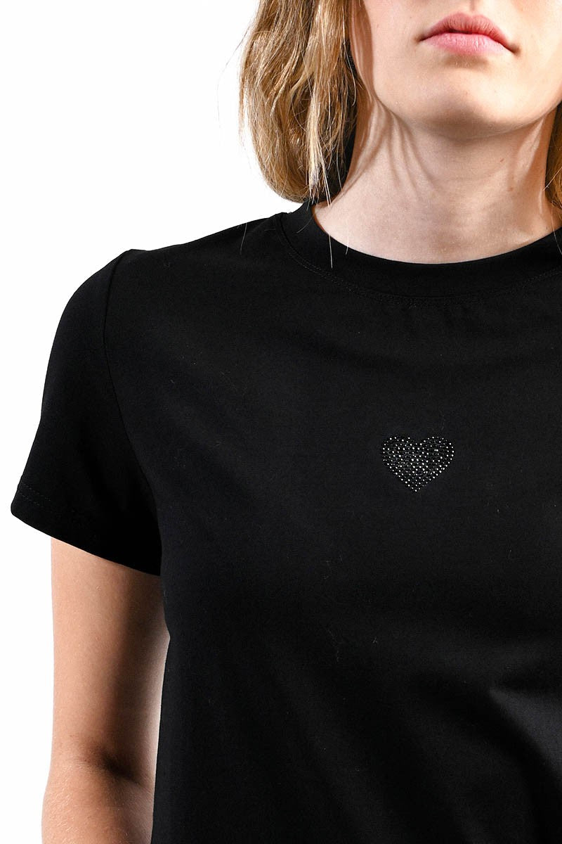 Lili Sidonio - Front Baby Heart Pattern Tee - Black