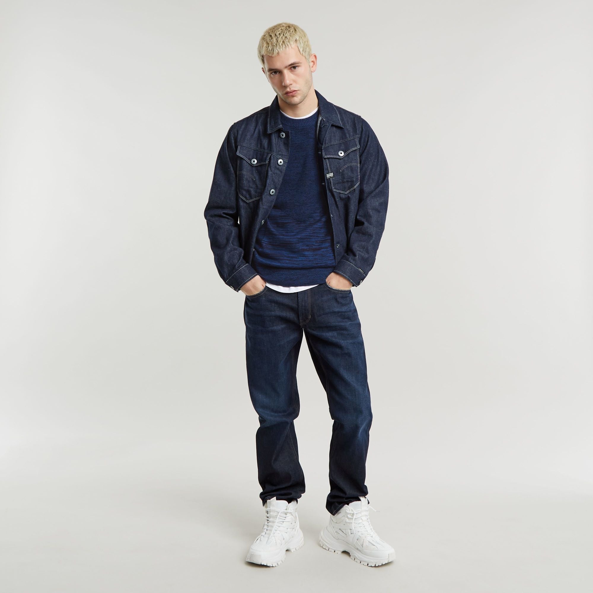 G-Star Raw - 3D Biker Knitted Sweater - Imperial Blue/Salute