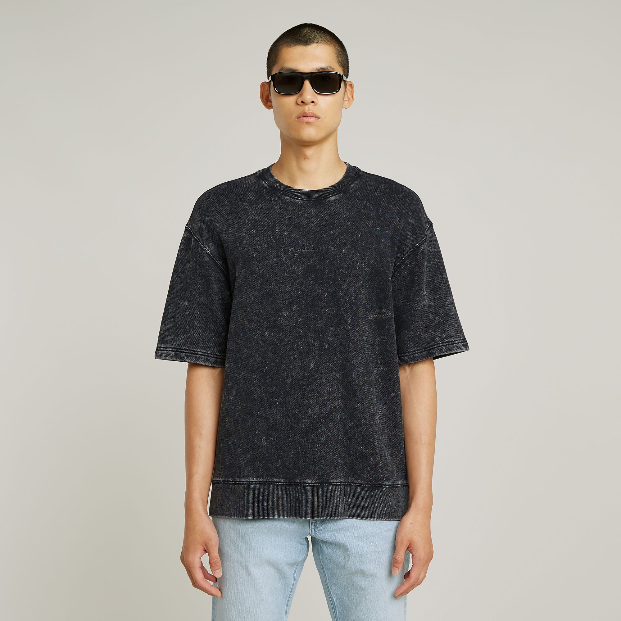 G-Star Raw - Acid Wash Loose SS Sweater - Acid Dark Black