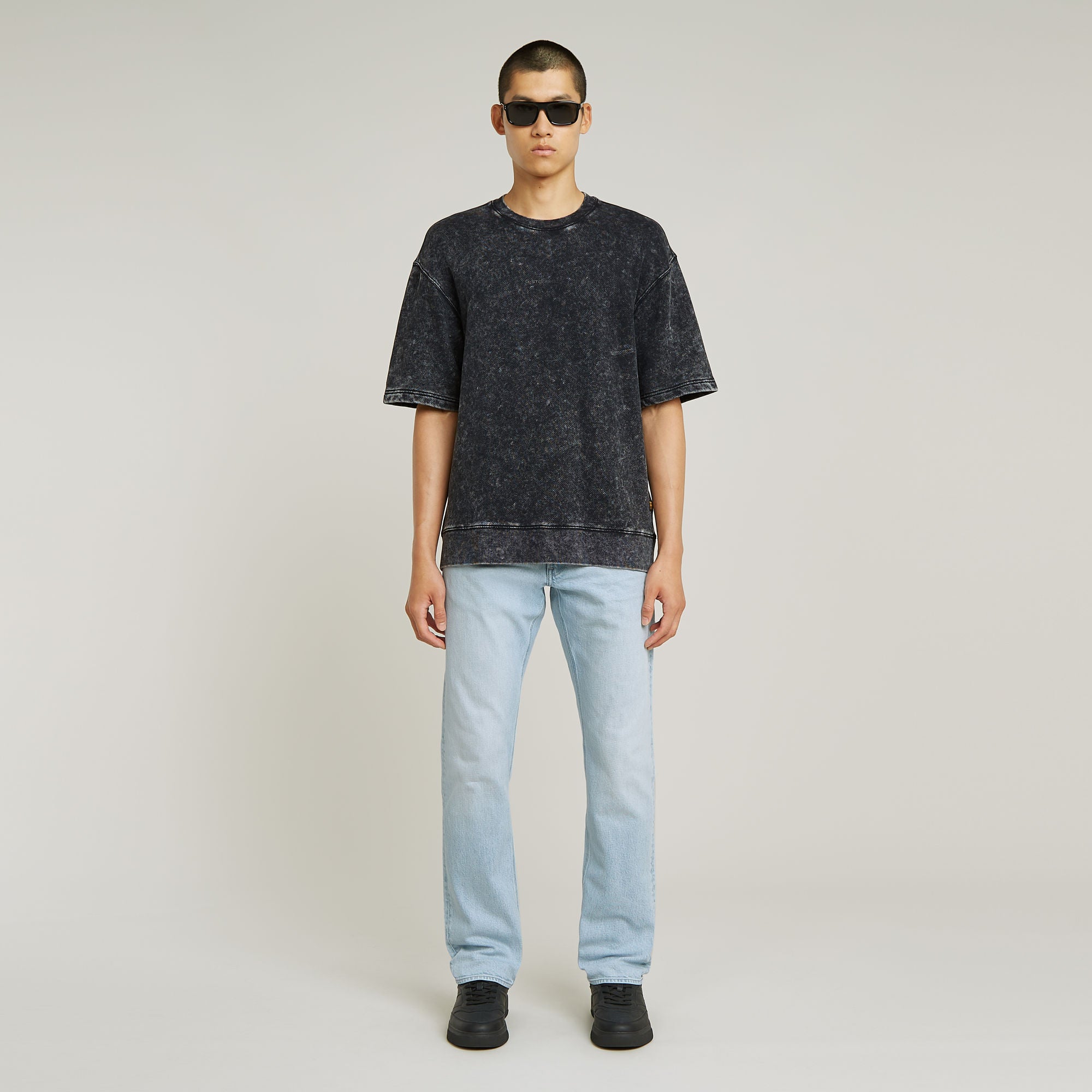 G-Star Raw - Acid Wash Loose SS Sweater - Acid Dark Black