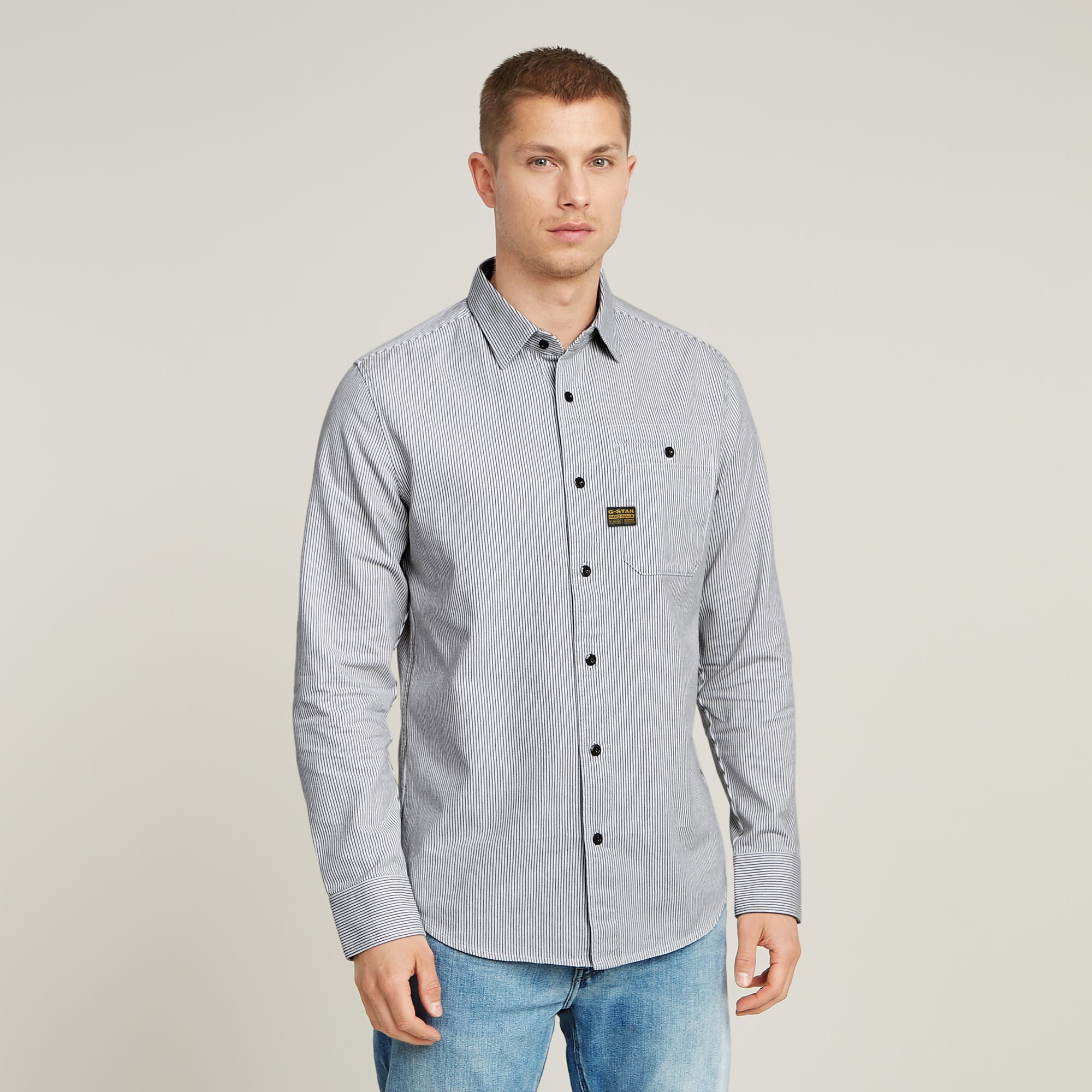 G-Star Raw - Bristum 2.0 Slim LS Shirt - Mayfly/White Stripe