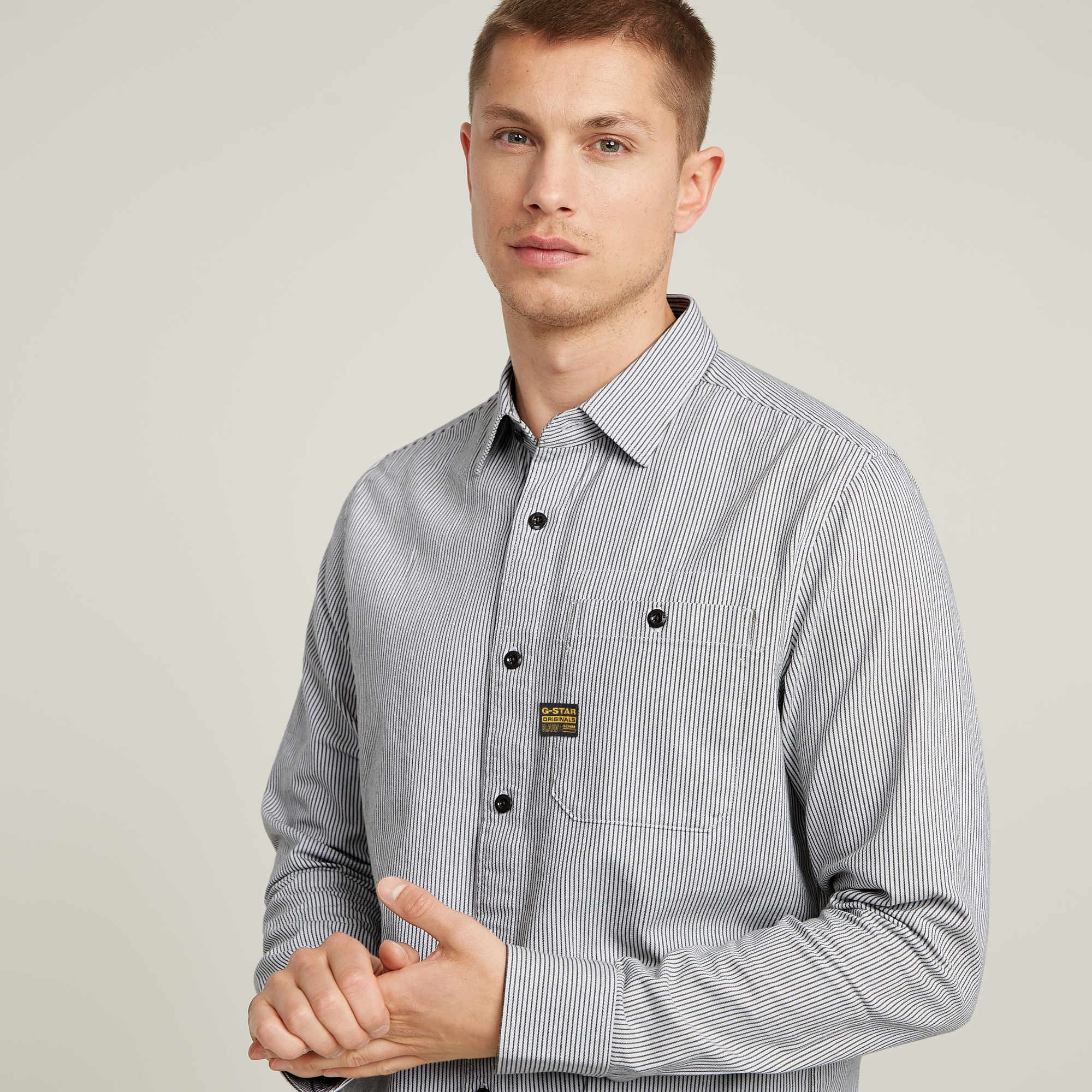 G-Star Raw - Bristum 2.0 Slim LS Shirt - Mayfly/White Stripe