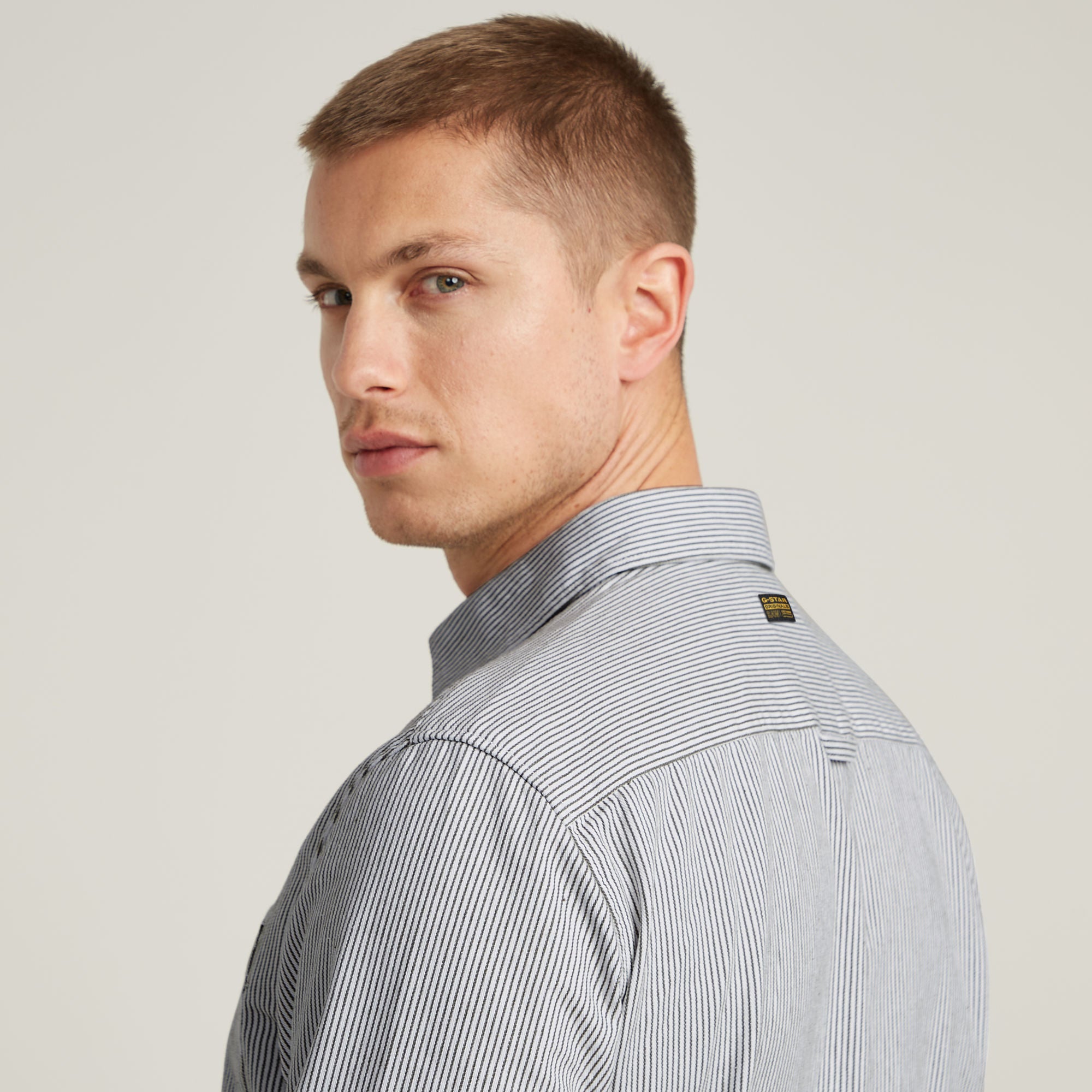 G-Star Raw - Bristum 2.0 Slim LS Shirt - Mayfly/White Stripe