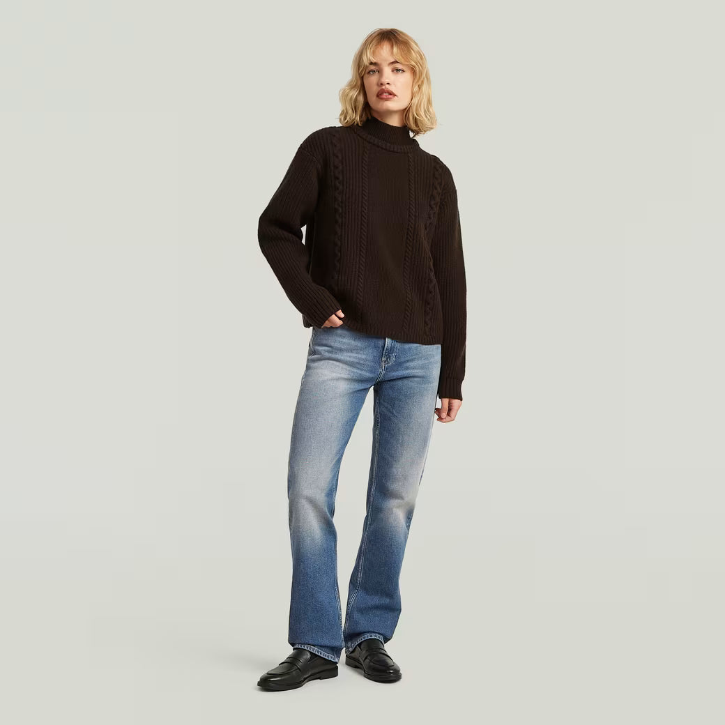 G-Star Raw - Cable Double Collar Knit - Deep Brown