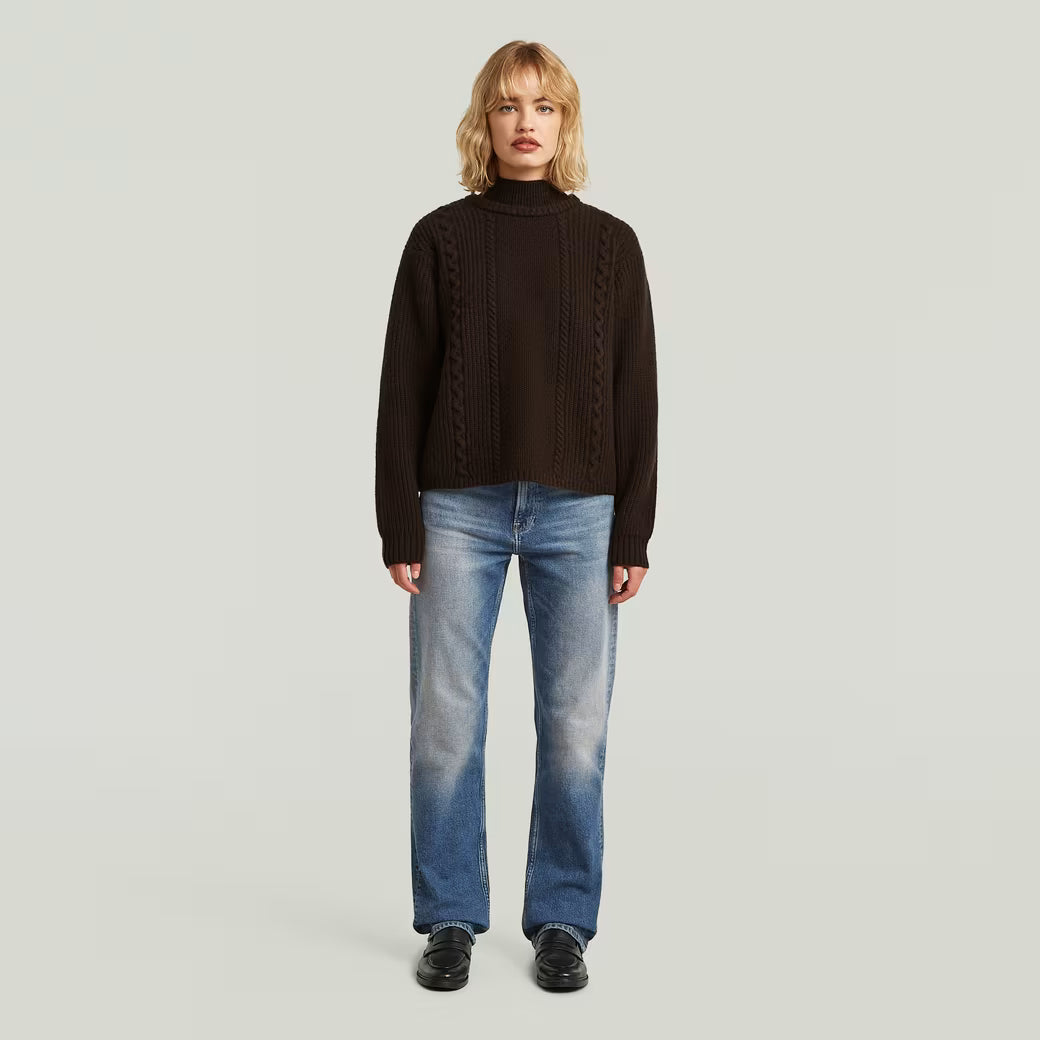 G-Star Raw - Cable Double Collar Knit - Deep Brown