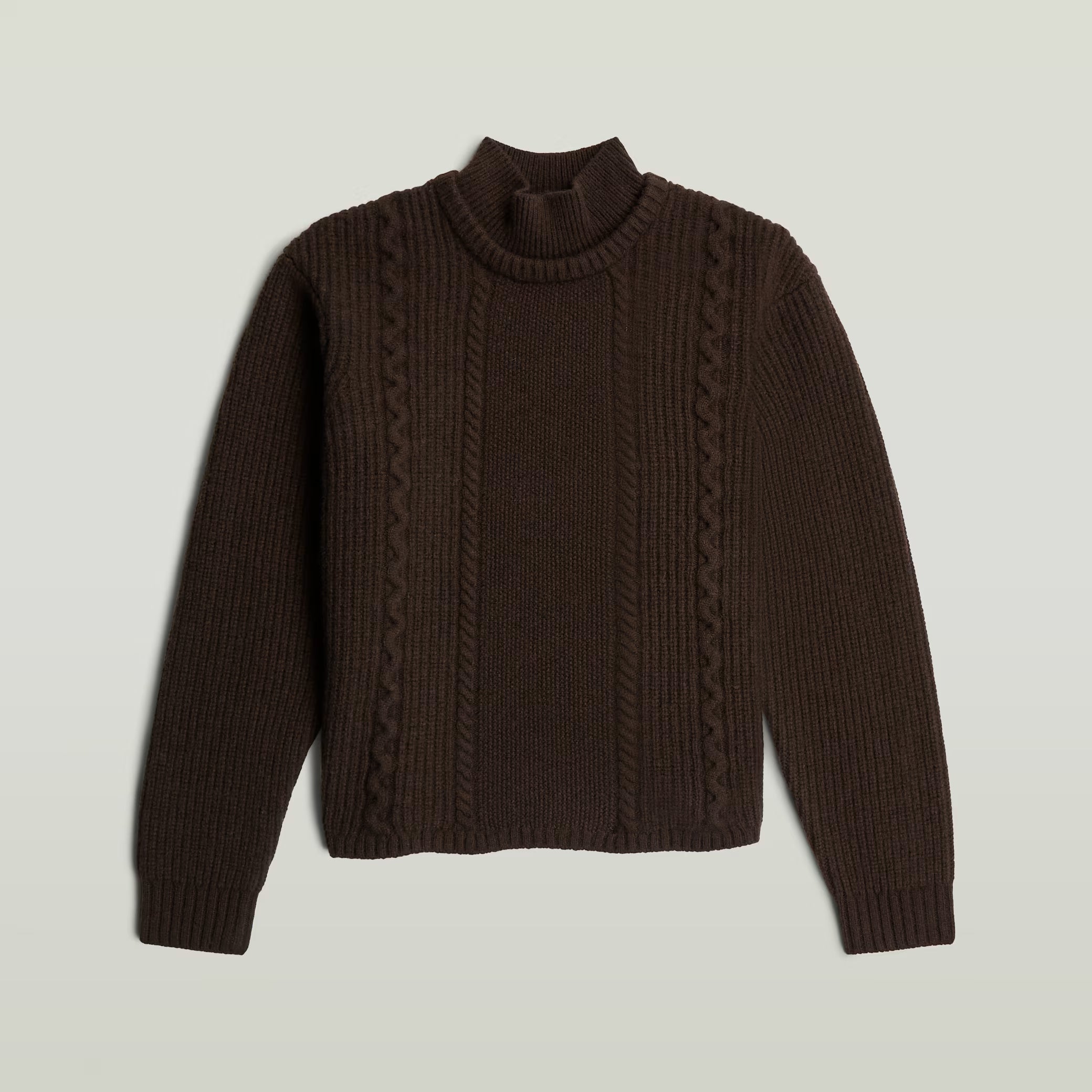 G-Star Raw - Cable Double Collar Knit - Deep Brown
