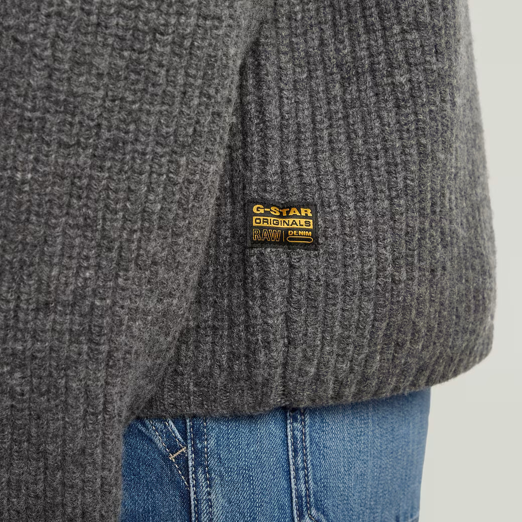 G-Star Raw - Cable Double Collar Knit - Granite Heather