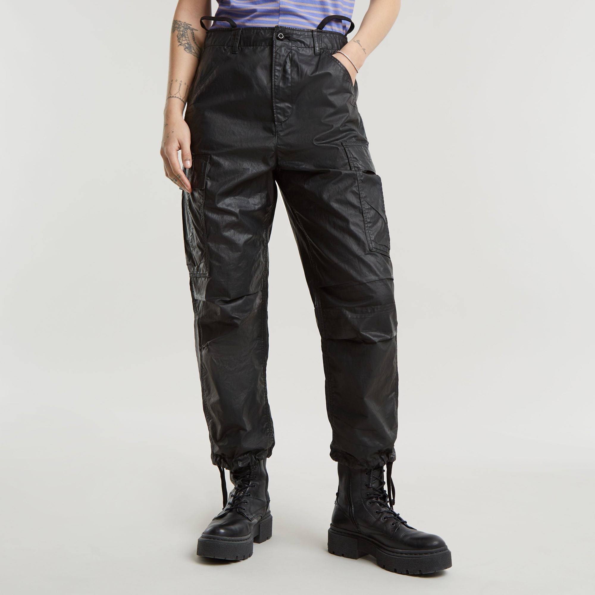 G-Star Raw - Cargo Cropped Drawcord Pant - Dark Black Cobler