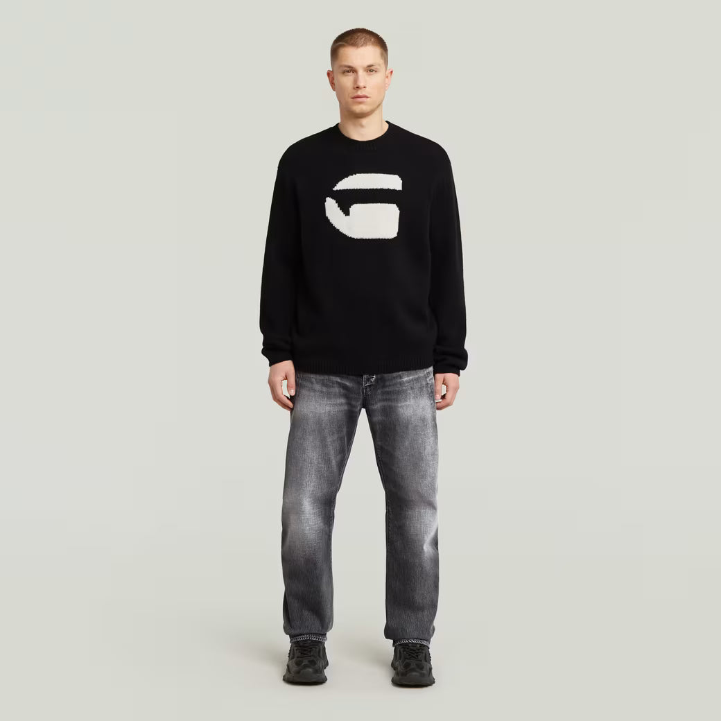 G-Star Raw - G Logo Relaxed Knit Pullover - Dark Black