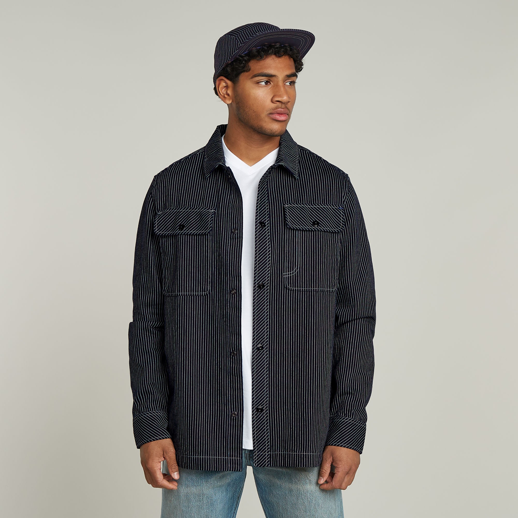 G-Star Raw - GPO Overshirt - Rinsed Pinstripe