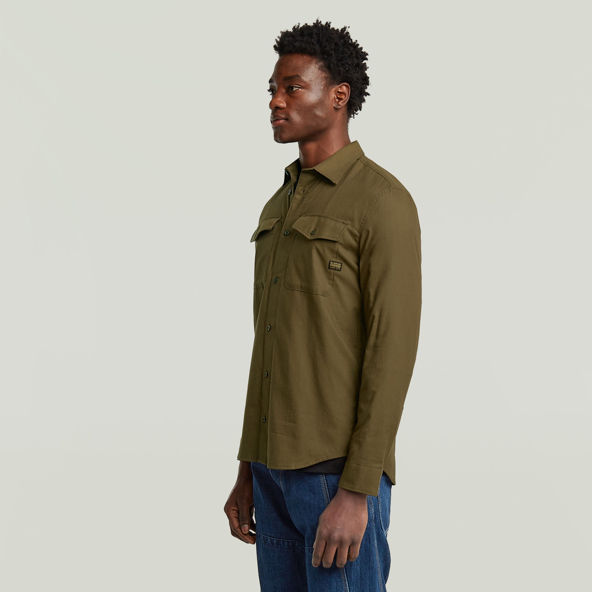 G-Star Raw - Marine Slim LS Shirt - Deep Brown/Dark Olive Oxford