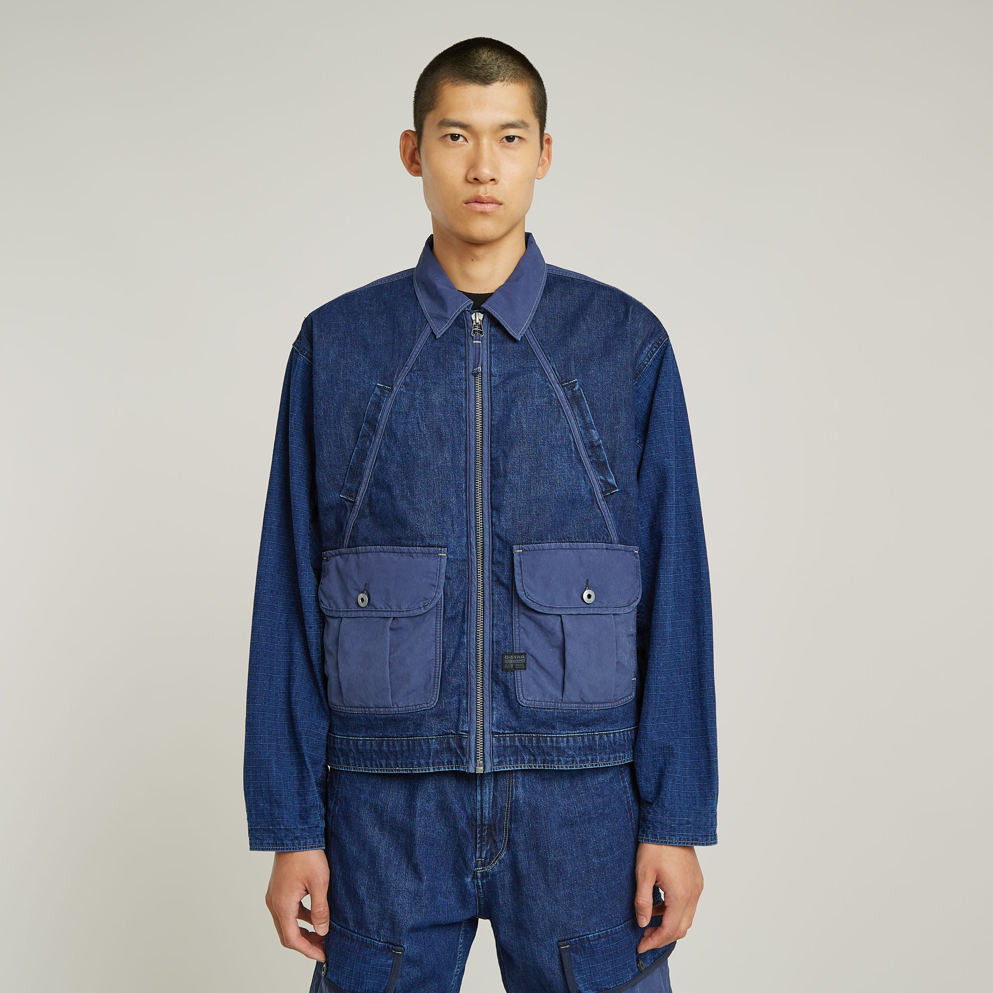 G-Star Raw - Mixed Coach Zip Jacket - Faded Indigo Patched