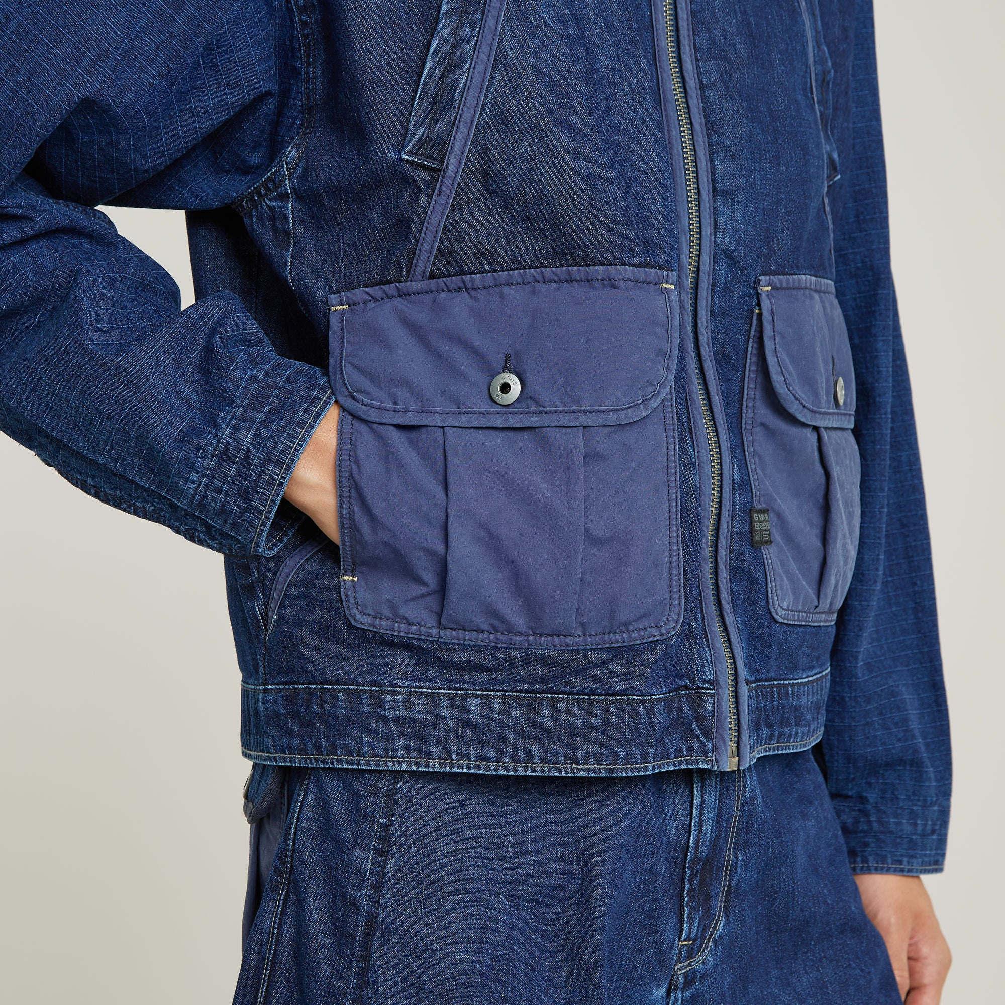 G-Star Raw - Mixed Coach Zip Jacket - Faded Indigo Patched