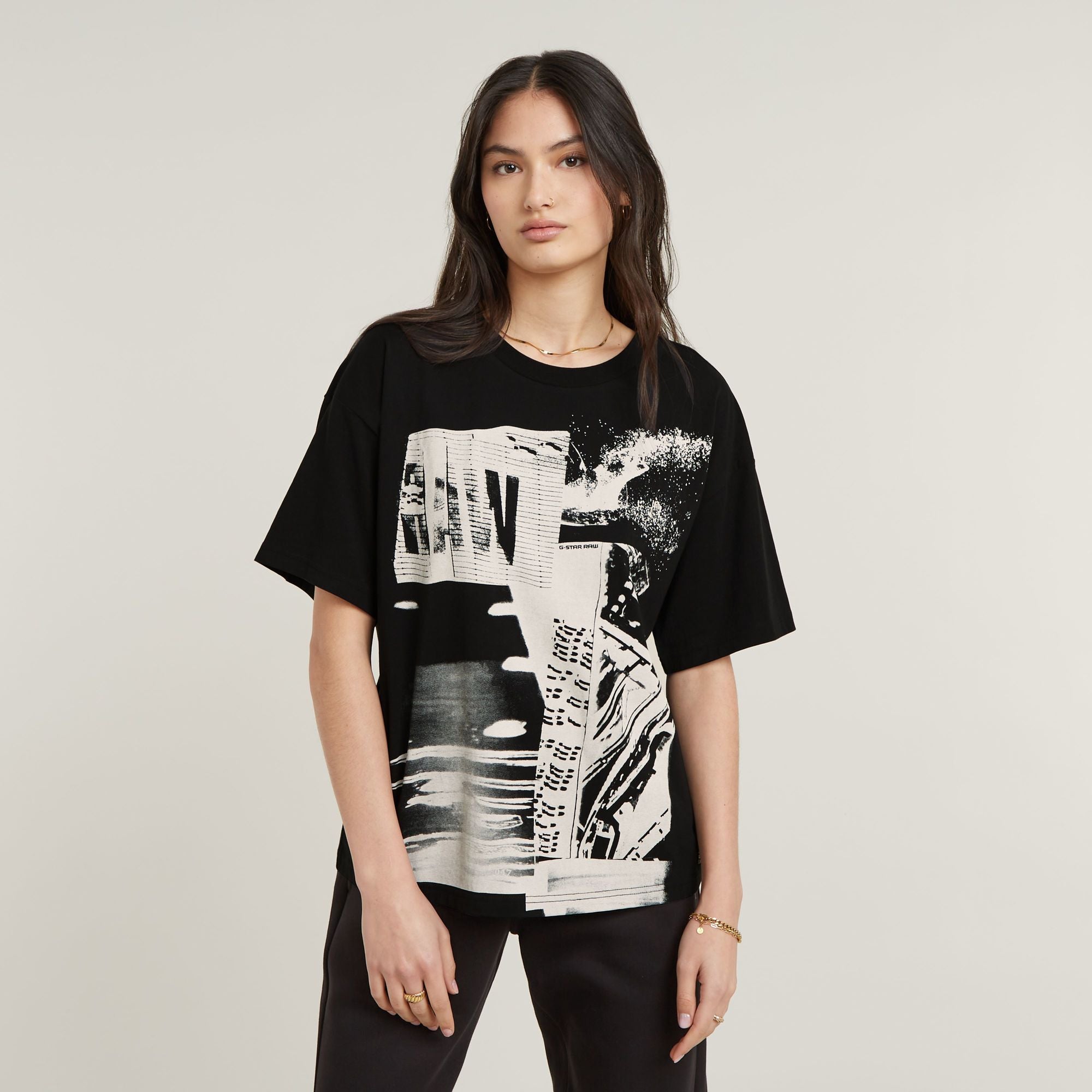 G-Star Raw Multi Print Loose R Top Dark Black