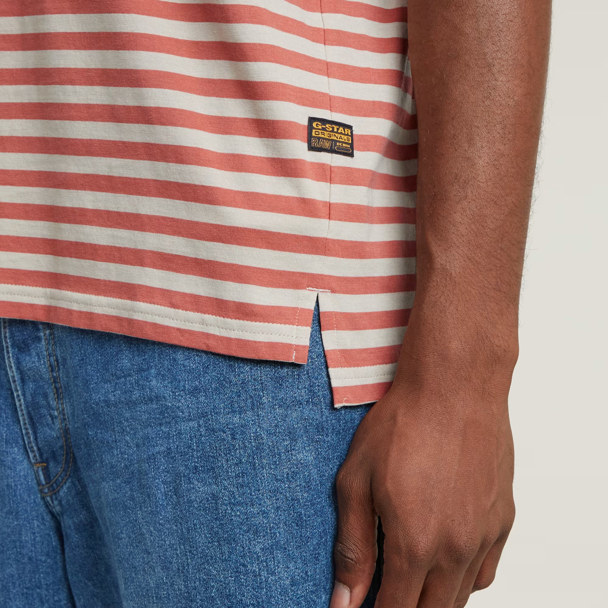 G-Star Raw - Nifous Stripe R Tee - Dark Brick/Etruscan Red Stripe