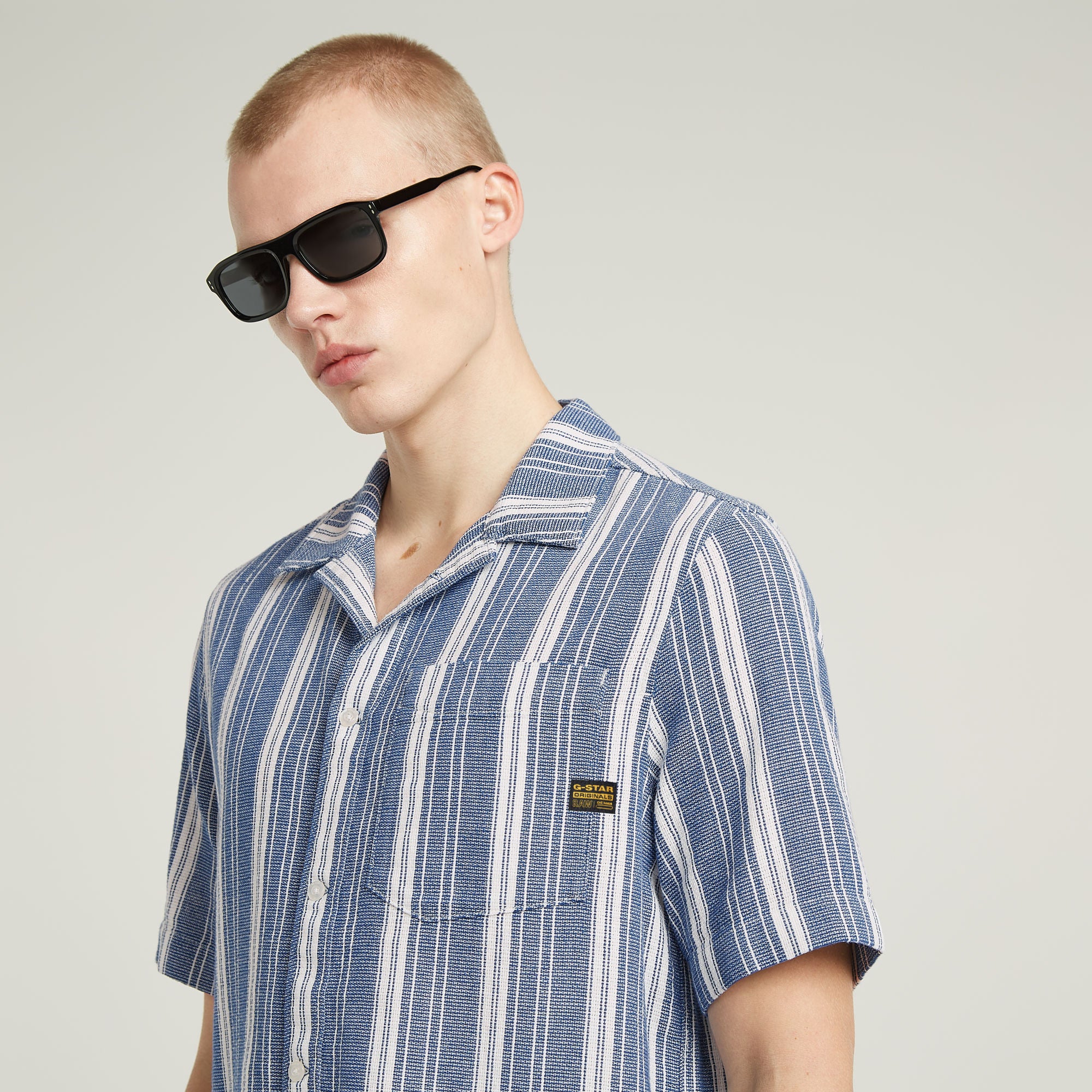 G-Star Raw - One Pocket Regular SS Shirt - Deep Blue Irregular Stripe