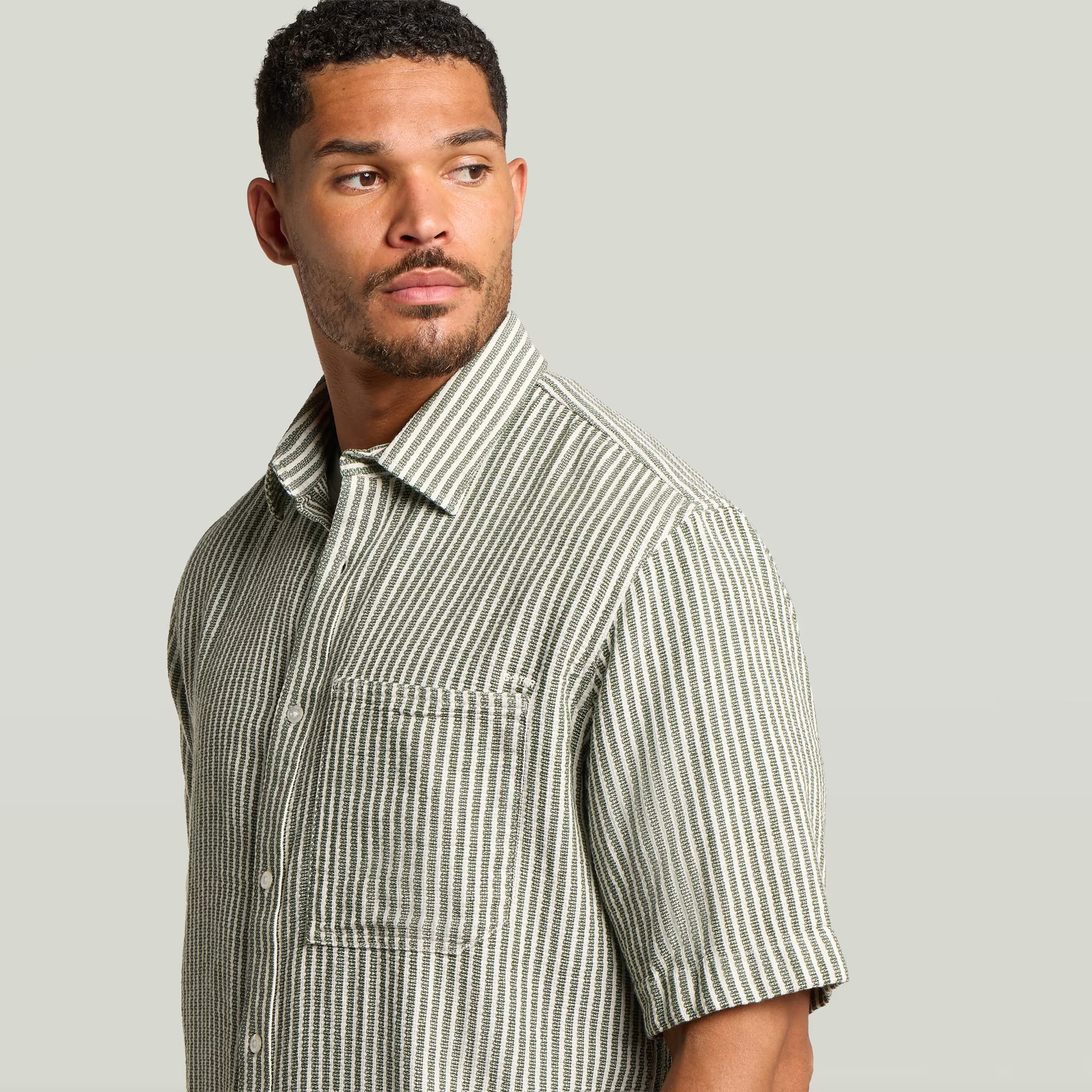 G-Star Raw - One Pocket Regular SS Shirt - Dark Nuri Green Wide Stripe