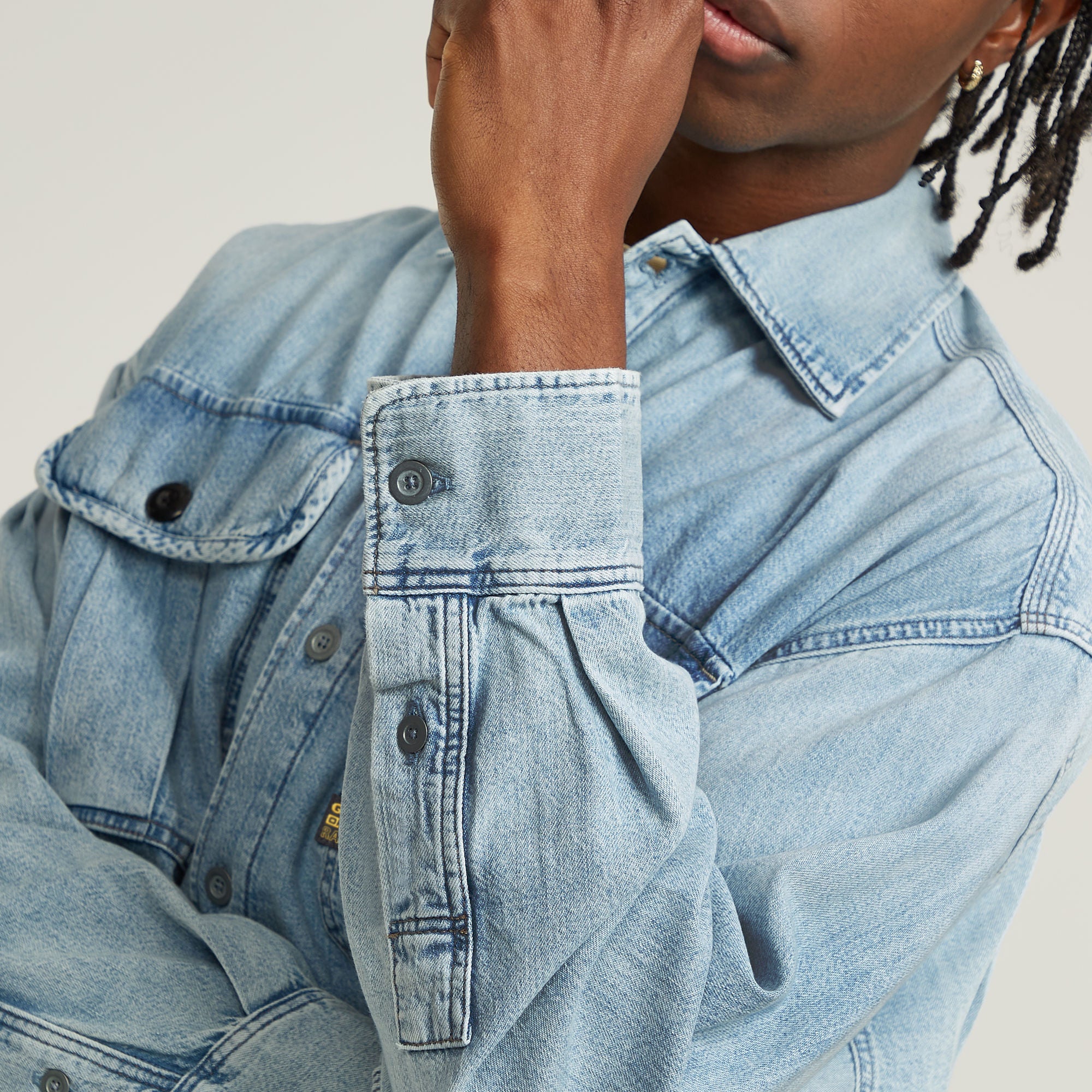 G-Star Raw - Pleated 2-Pocket Boxy LS Shirt - Sun Faded Isles Blue