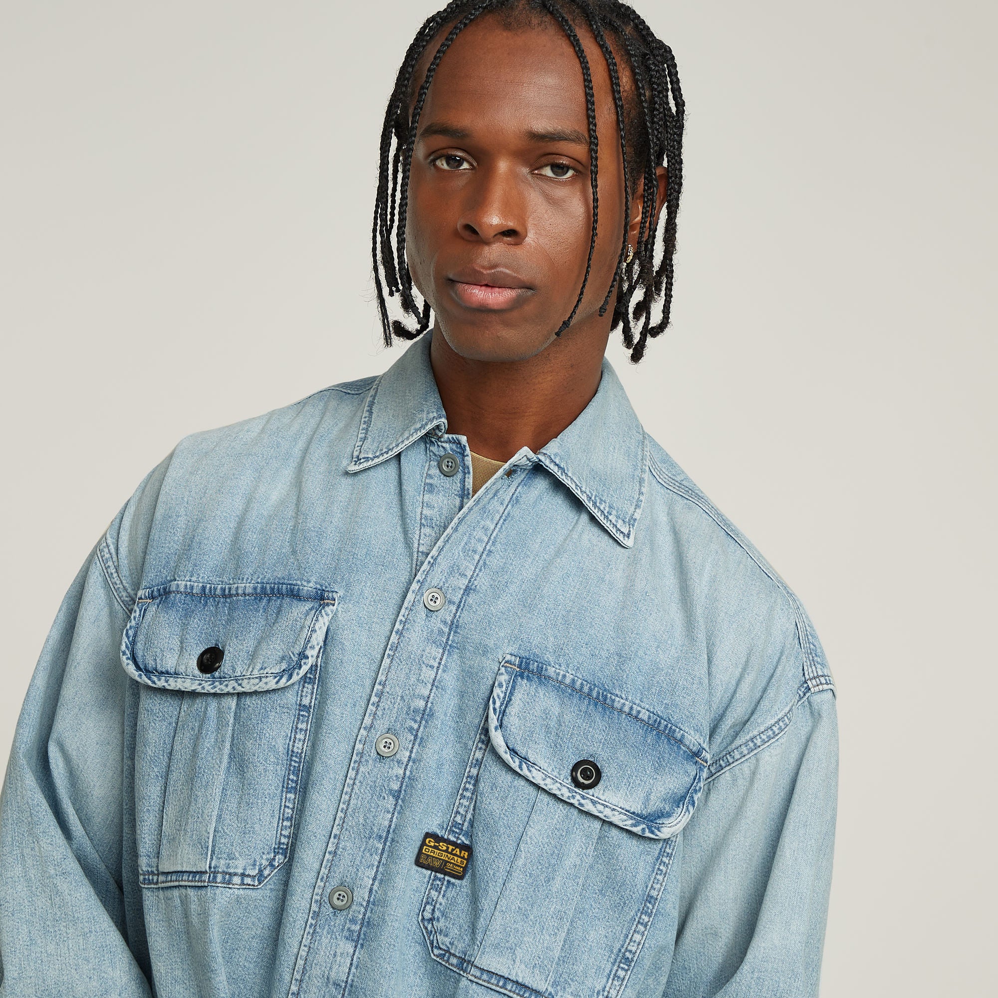 G-Star Raw - Pleated 2-Pocket Boxy LS Shirt - Sun Faded Isles Blue