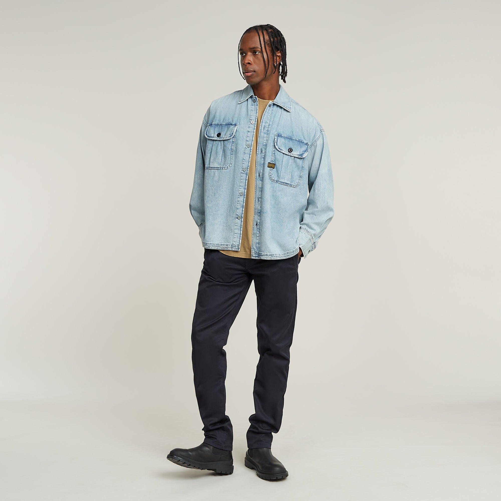 G-Star Raw - Pleated 2-Pocket Boxy LS Shirt - Sun Faded Isles Blue