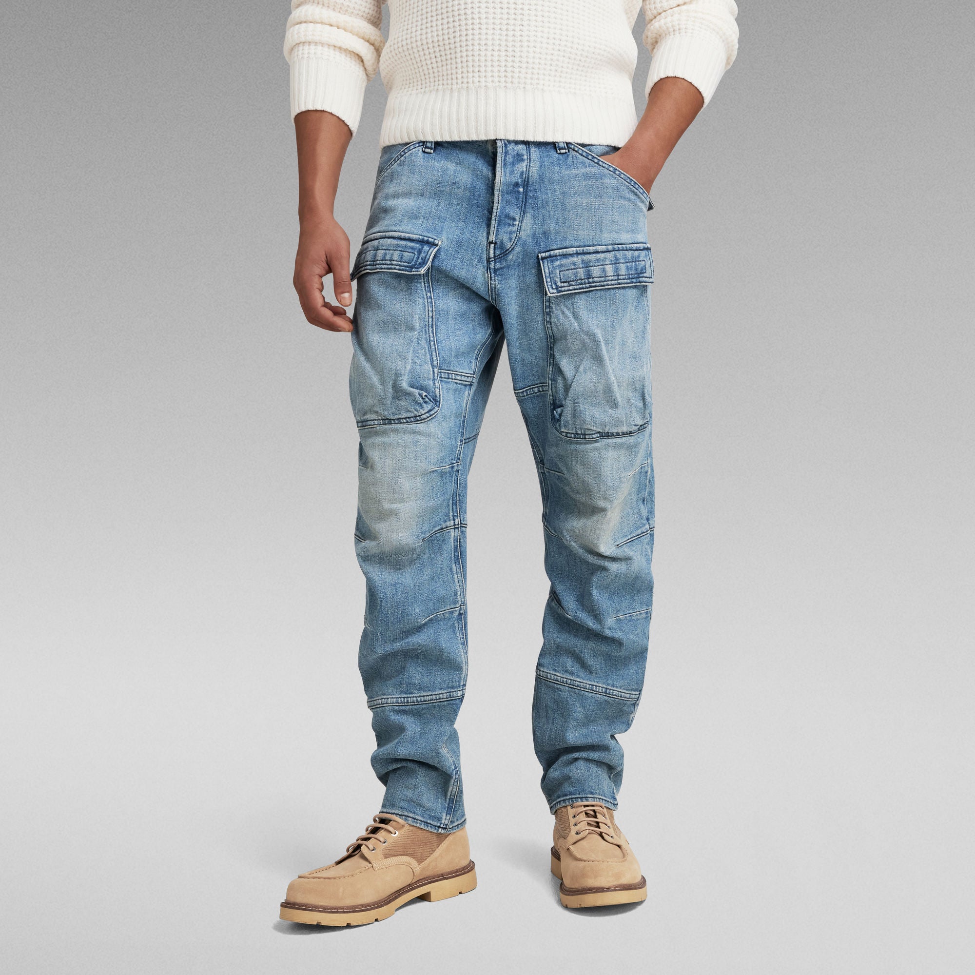 G-Star Raw 3D Straight Tapered Denim Cargo Antique Faded Oasis