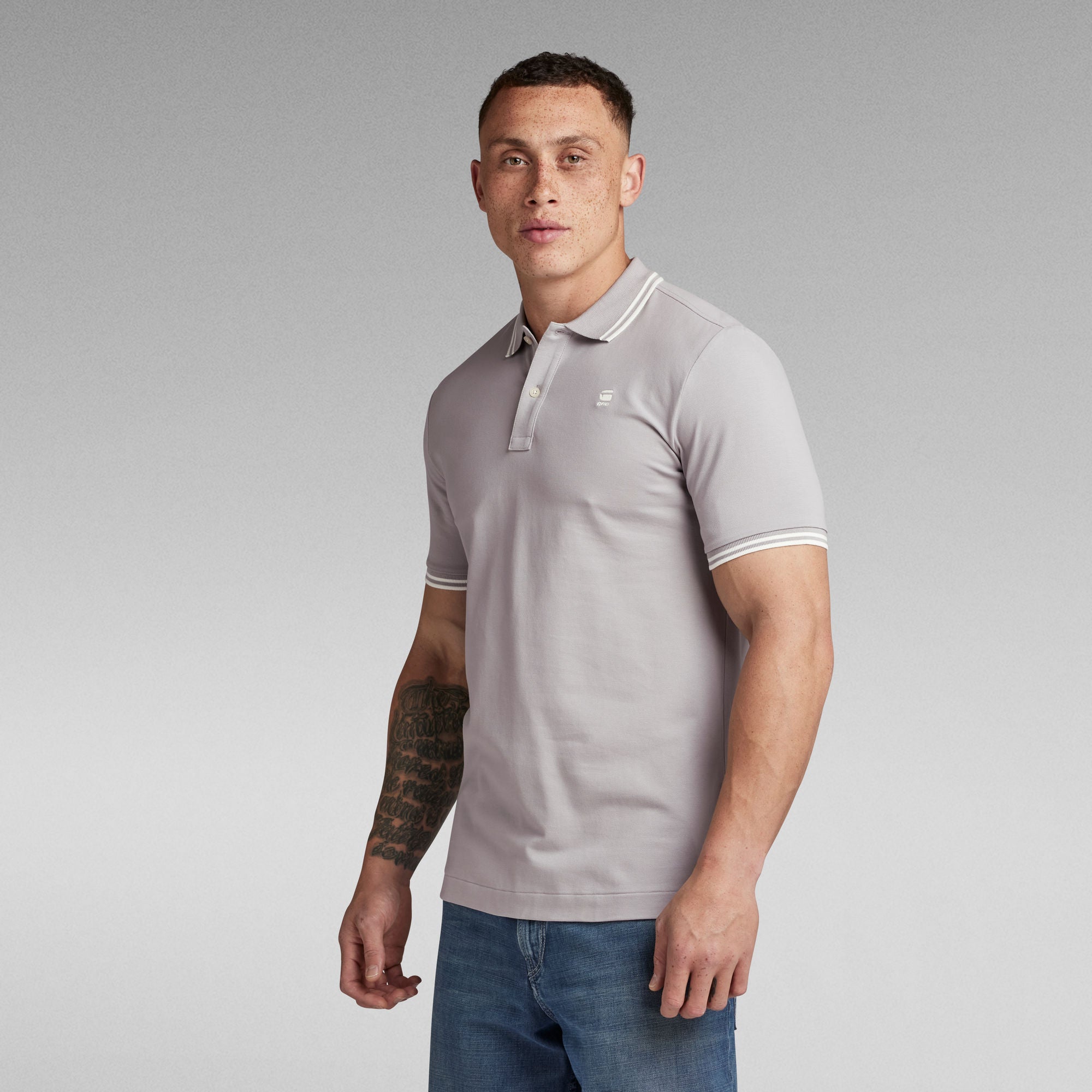 G-Star Raw - Dunda Slim Stripe SS Polo - Grey Alloy