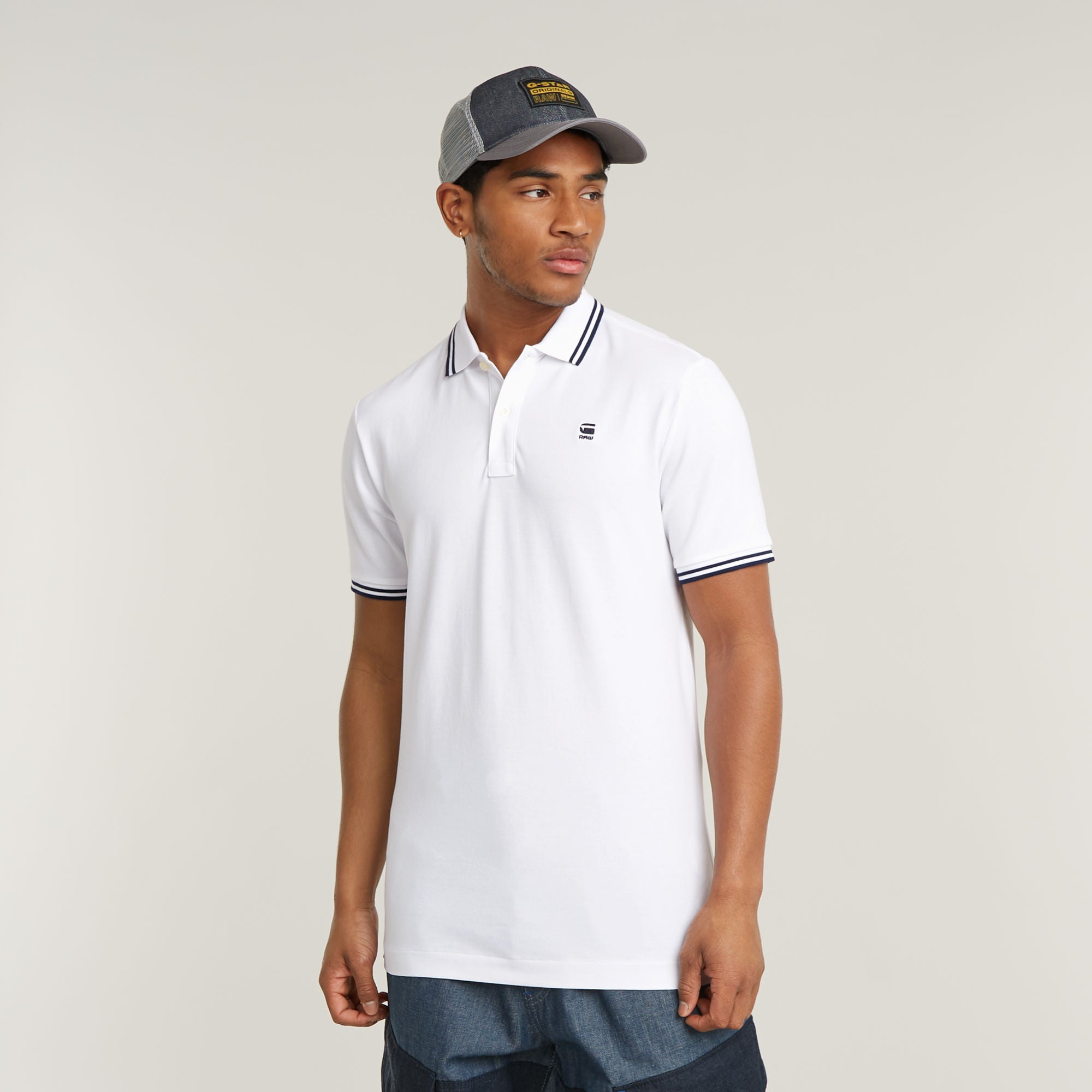 G-Star Raw - Dunda Slim Stripe SS Polo - White