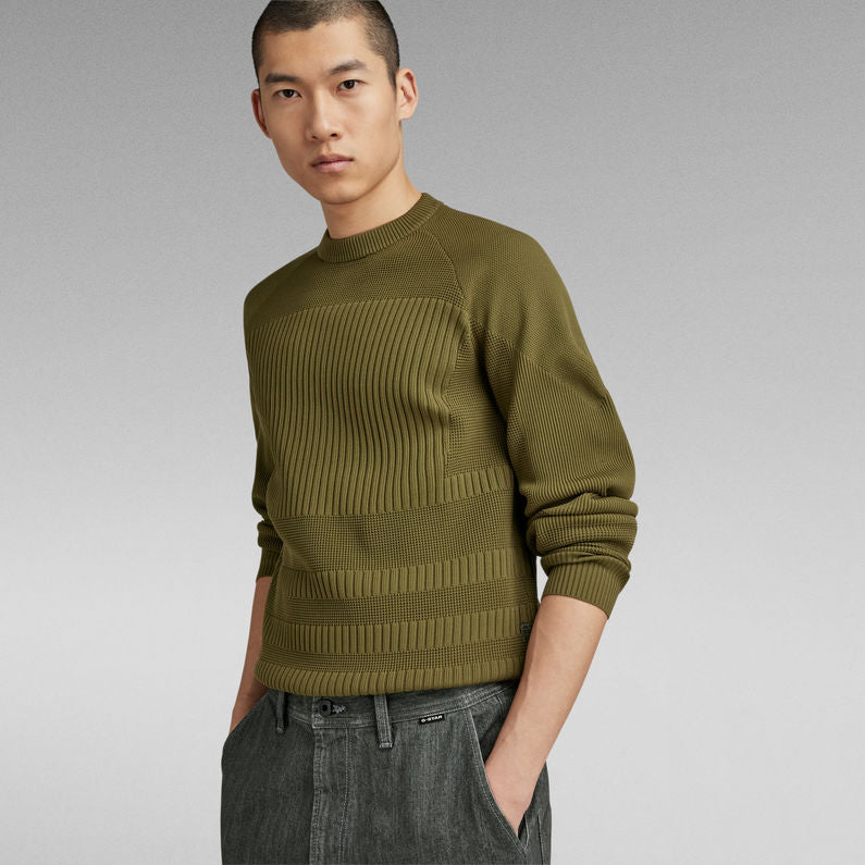 G-Star Raw - Engineered Knitted Sweater - Dark Olive