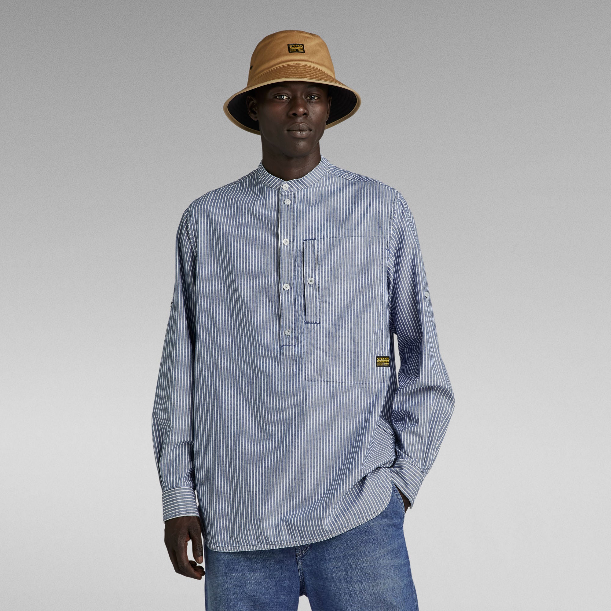 G-Star Raw - G4A Half Placket Relaxed Shirt - Sun Faded Deck Stripe