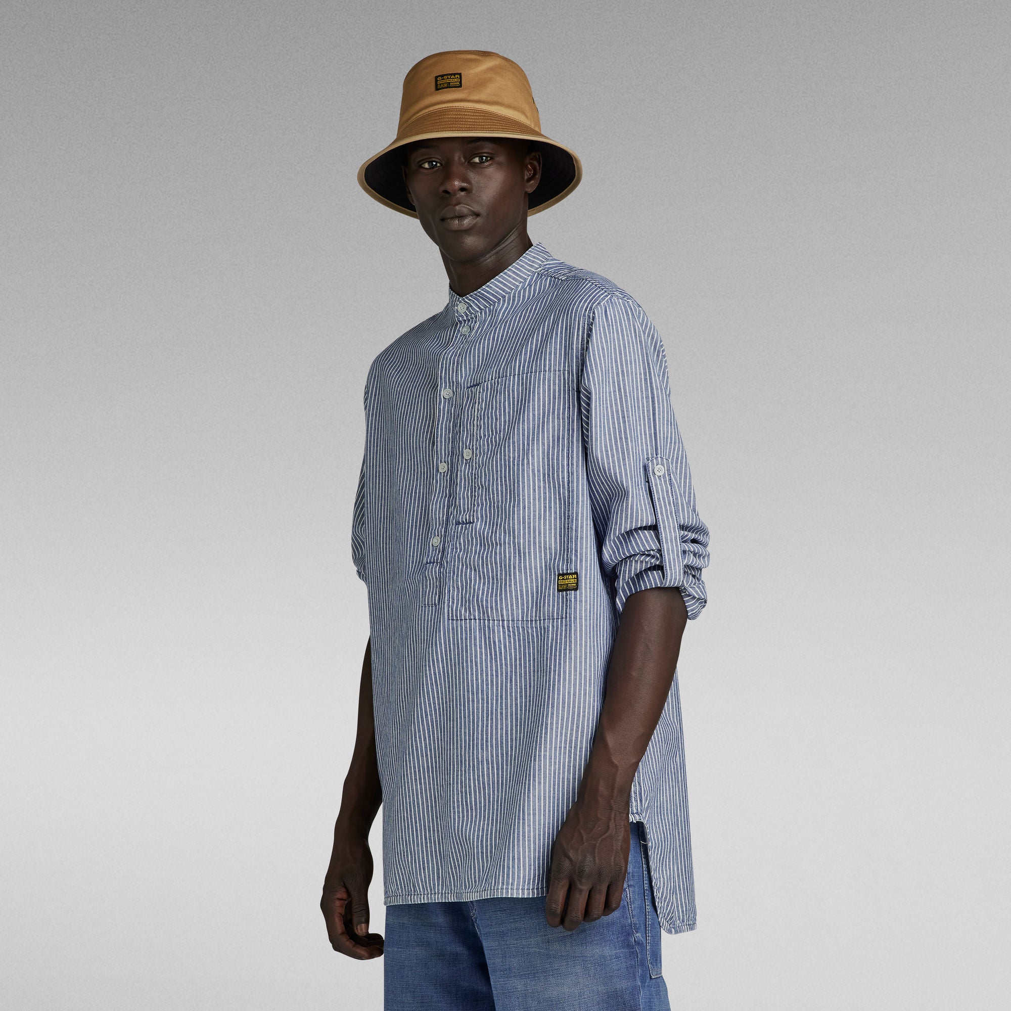 G-Star Raw - G4A Half Placket Relaxed Shirt - Sun Faded Deck Stripe