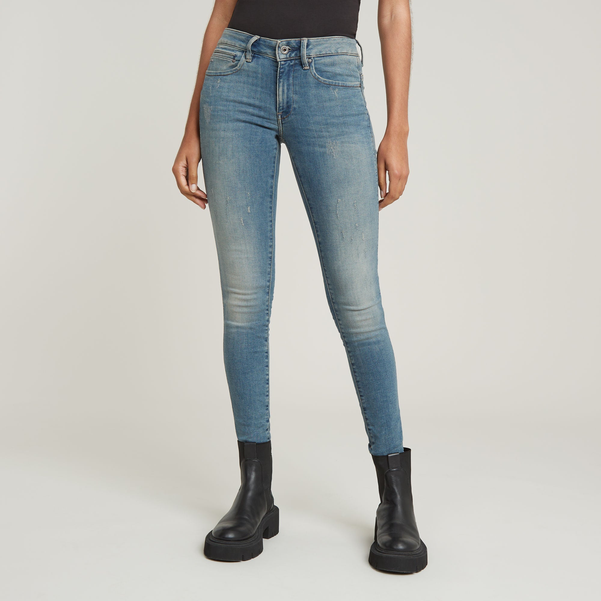 G-Star Raw - Midge Zip Mid Skinny - Light Vintage Aged Destroy