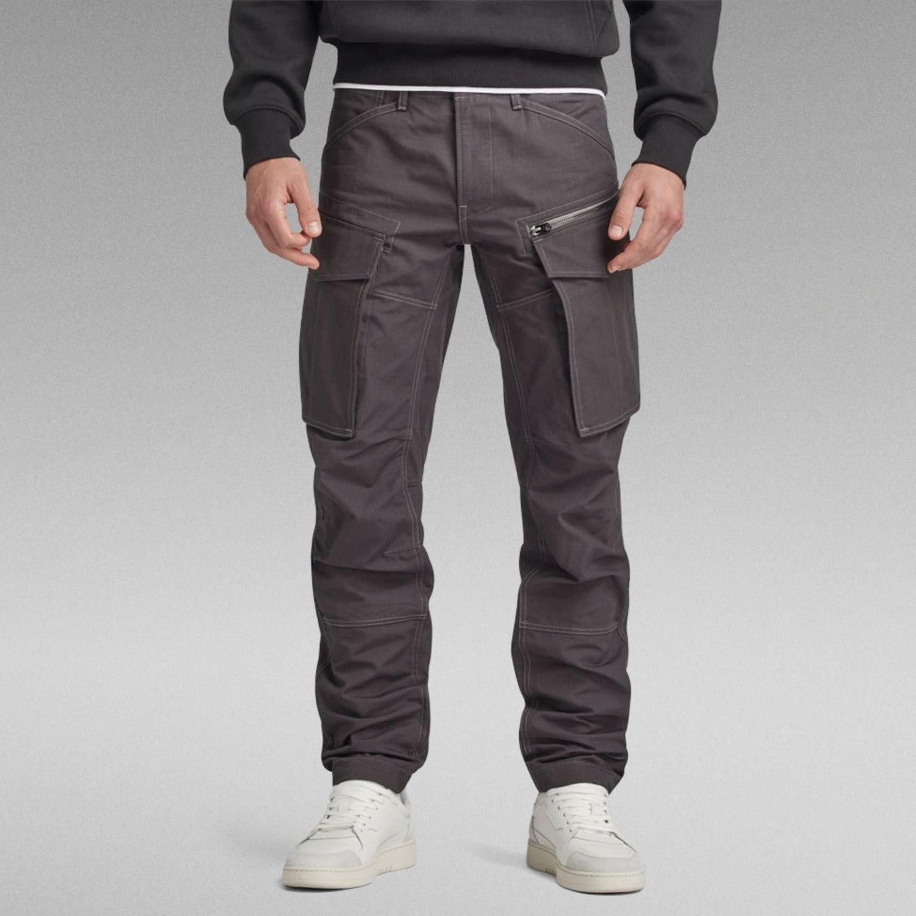 Rovic Zip 3D Regular Tapered Pants, Grey
