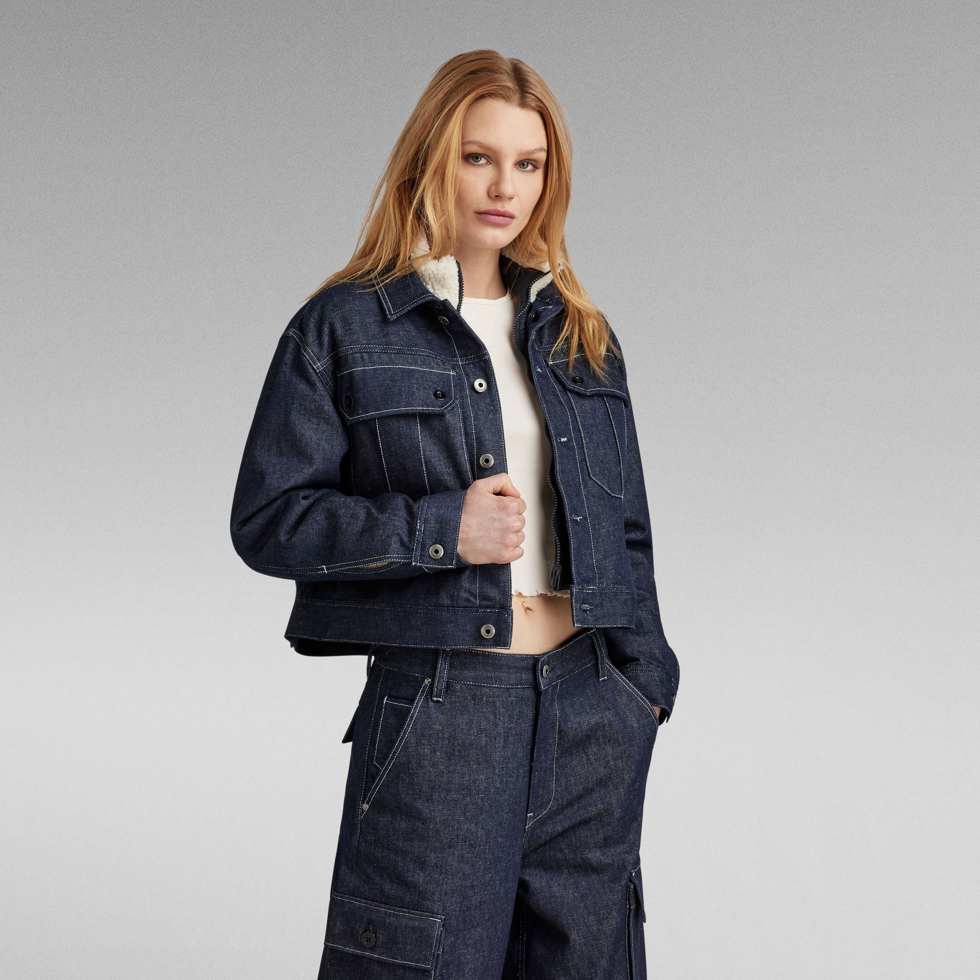 G-Star Raw - Short Sherpa Jacket Detachable Liner - Raw Denim