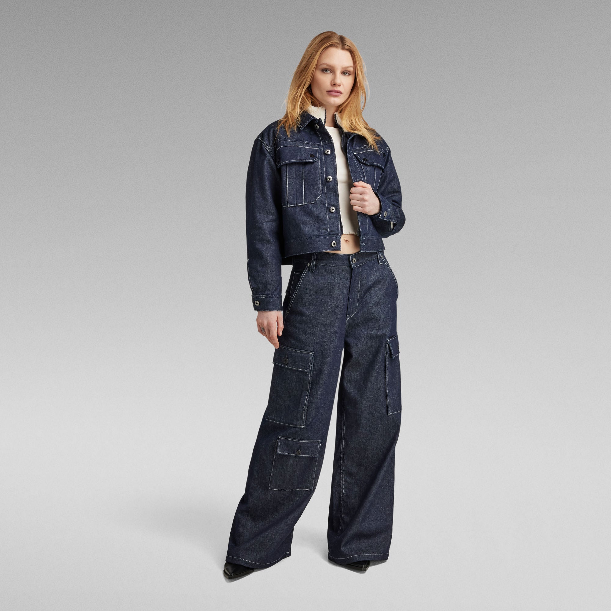 G-Star Raw - Short Sherpa Jacket Detachable Liner - Raw Denim