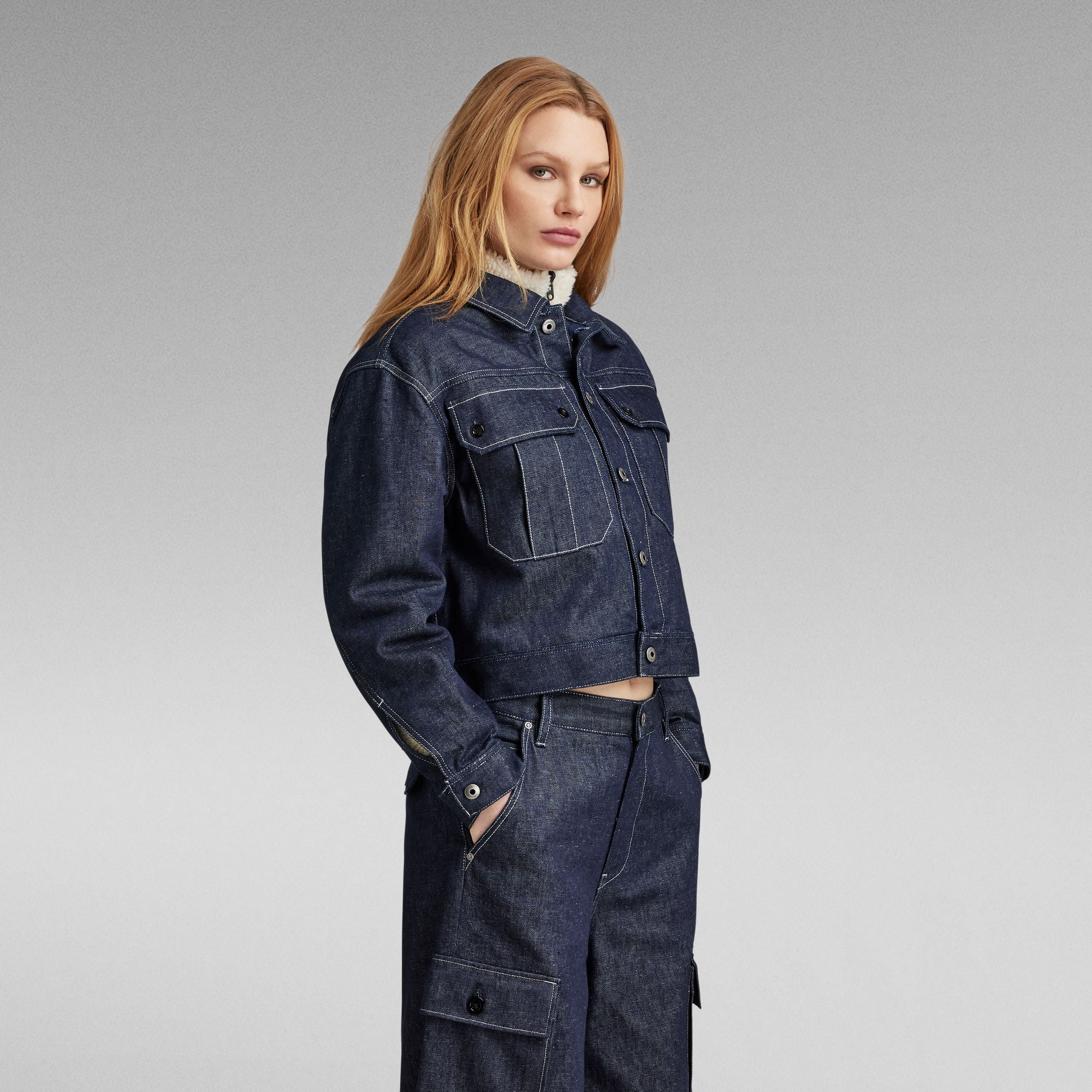 G-Star Raw - Short Sherpa Jacket Detachable Liner - Raw Denim