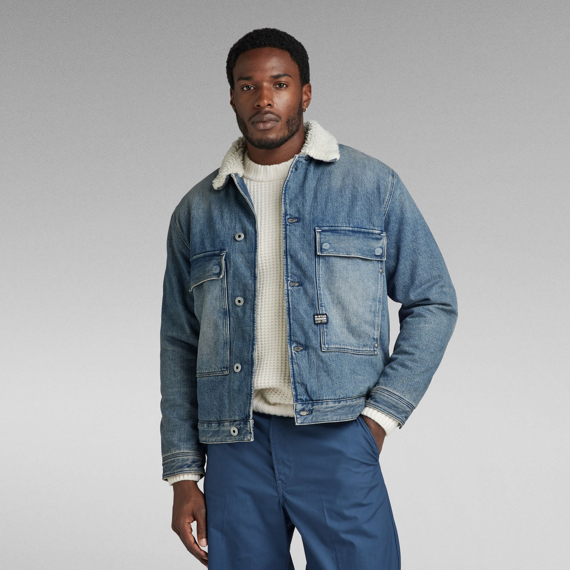 G-Star Raw - Utility Pocket Sherpa Jacket - Antique Faded Blue Aged