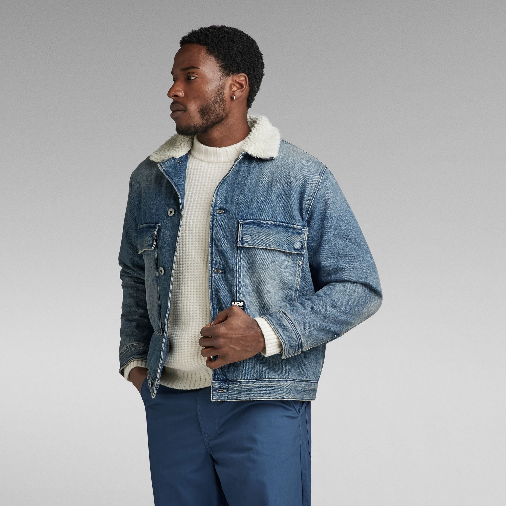 G-Star Raw - Utility Pocket Sherpa Jacket - Antique Faded Blue Aged