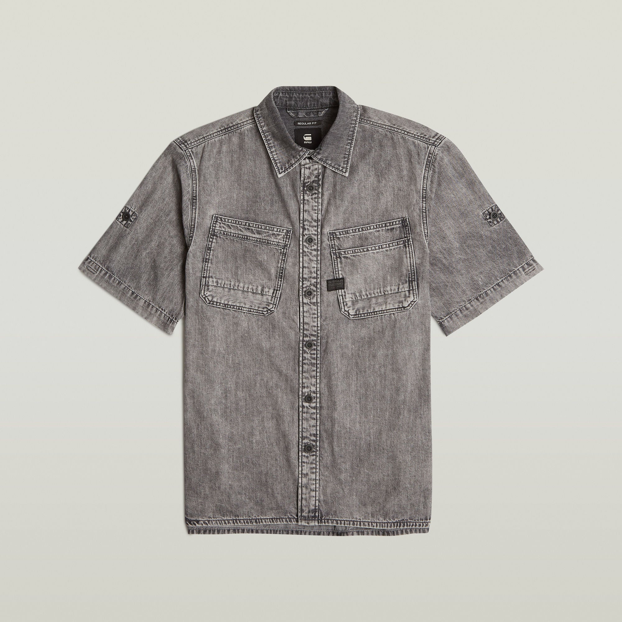 G-Star Raw - Slanted Double Pocket Regular SS Shirt - Sun Faded Graphite Grey