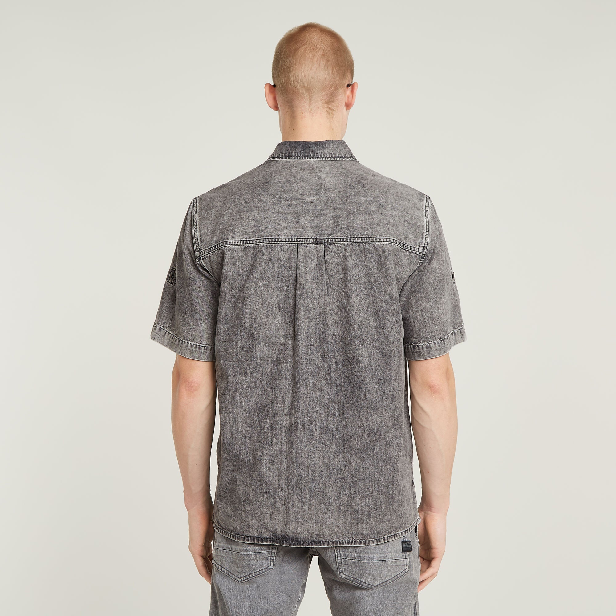 G-Star Raw - Slanted Double Pocket Regular SS Shirt - Sun Faded Graphite Grey
