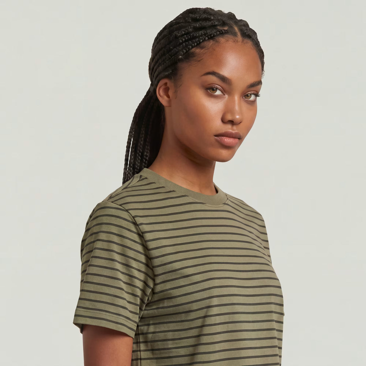 G-Star Raw - Unit Stripe R Tee - Dark Khaki/Asfalt Stripe