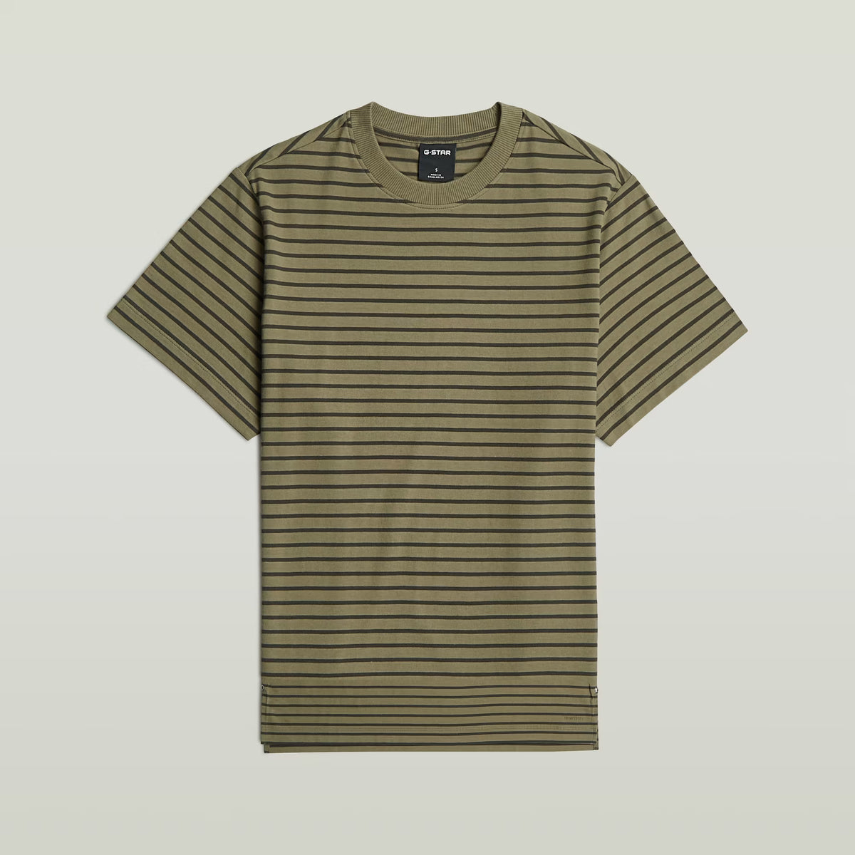 G-Star Raw - Unit Stripe R Tee - Dark Khaki/Asfalt Stripe
