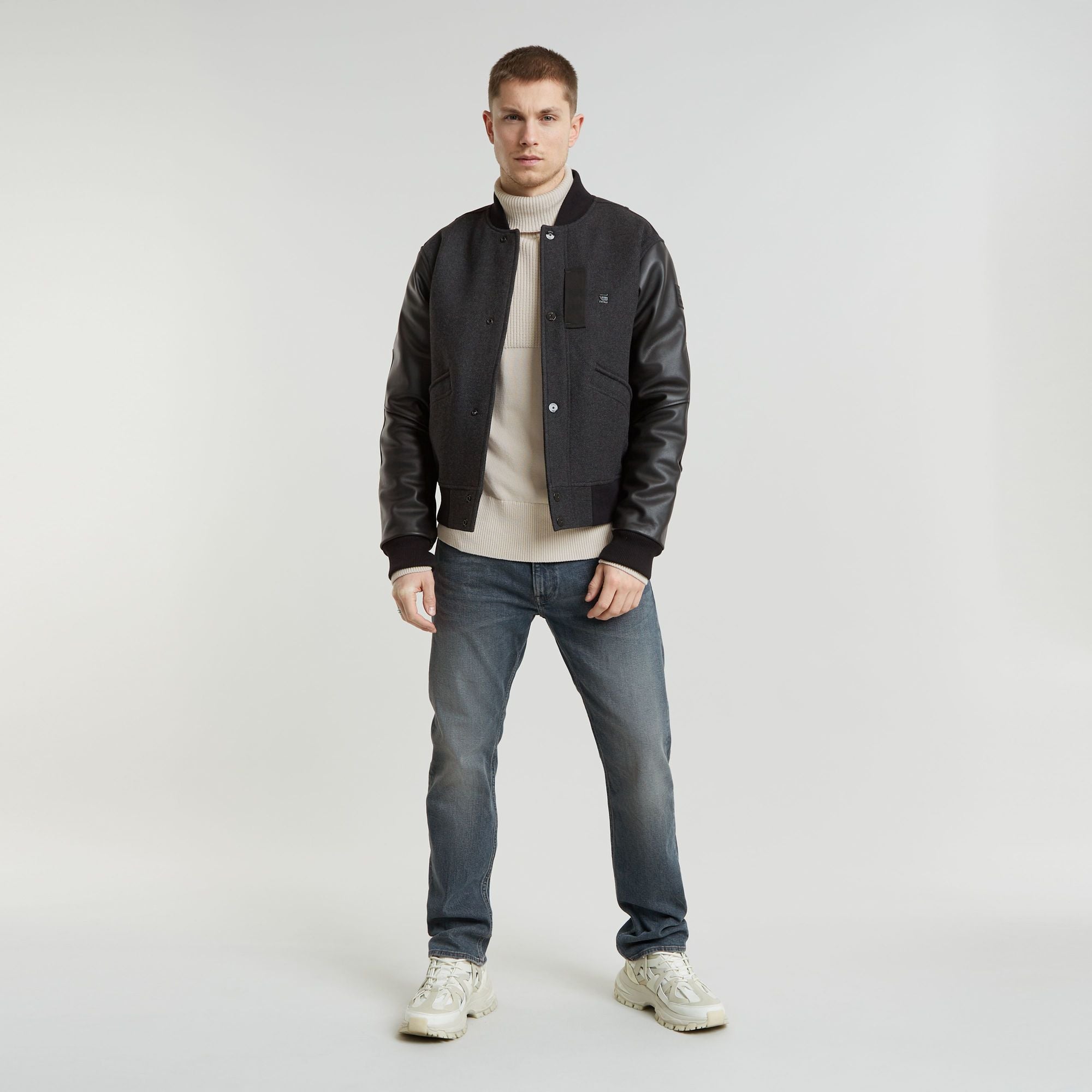 G-Star Raw - Varsity Wool Leather Jacket - Shadow