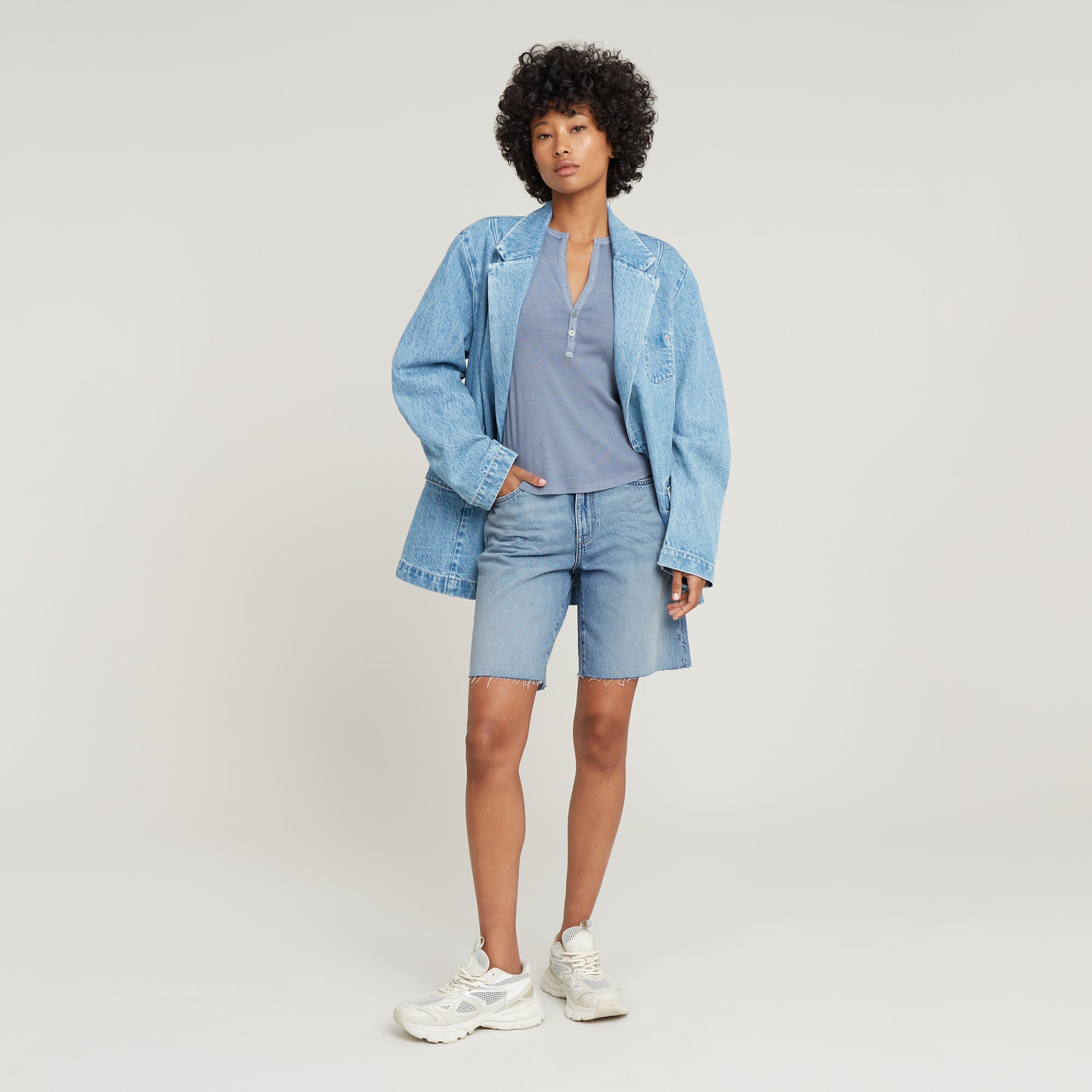 G-Star Raw - Viktoria Bermuda Raw Edge Short - Sun Faded Blue Cape
