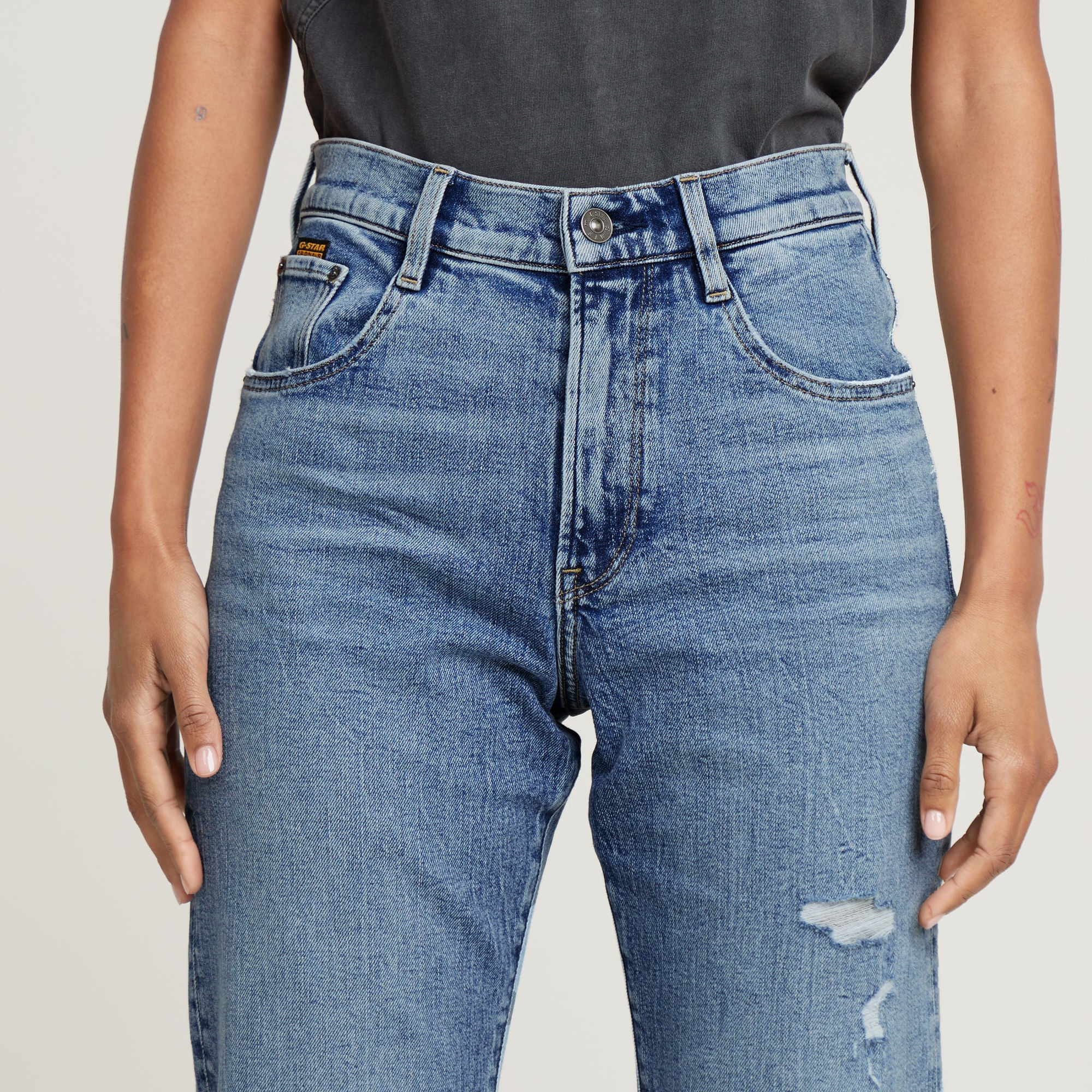 G-Star Raw - Viktoria High Straight Jean - Faded Sea Point Blue Destroyed