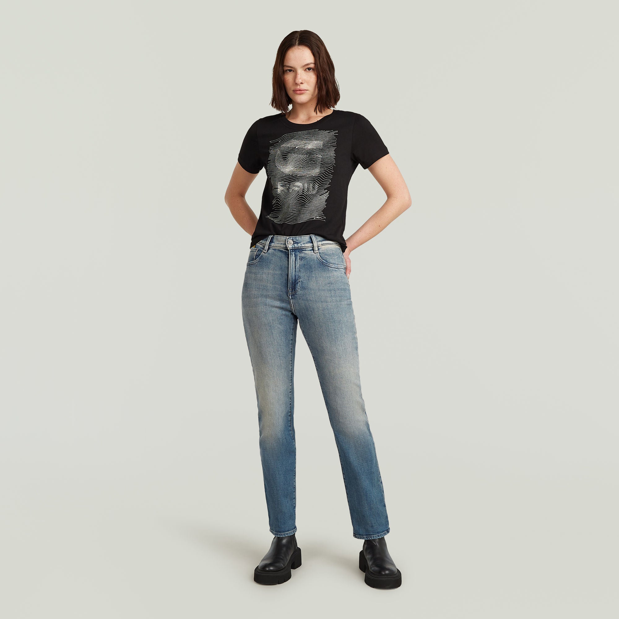 G-Star Raw - Viktoria High Straight Jean - Antique Faded Steel Blue