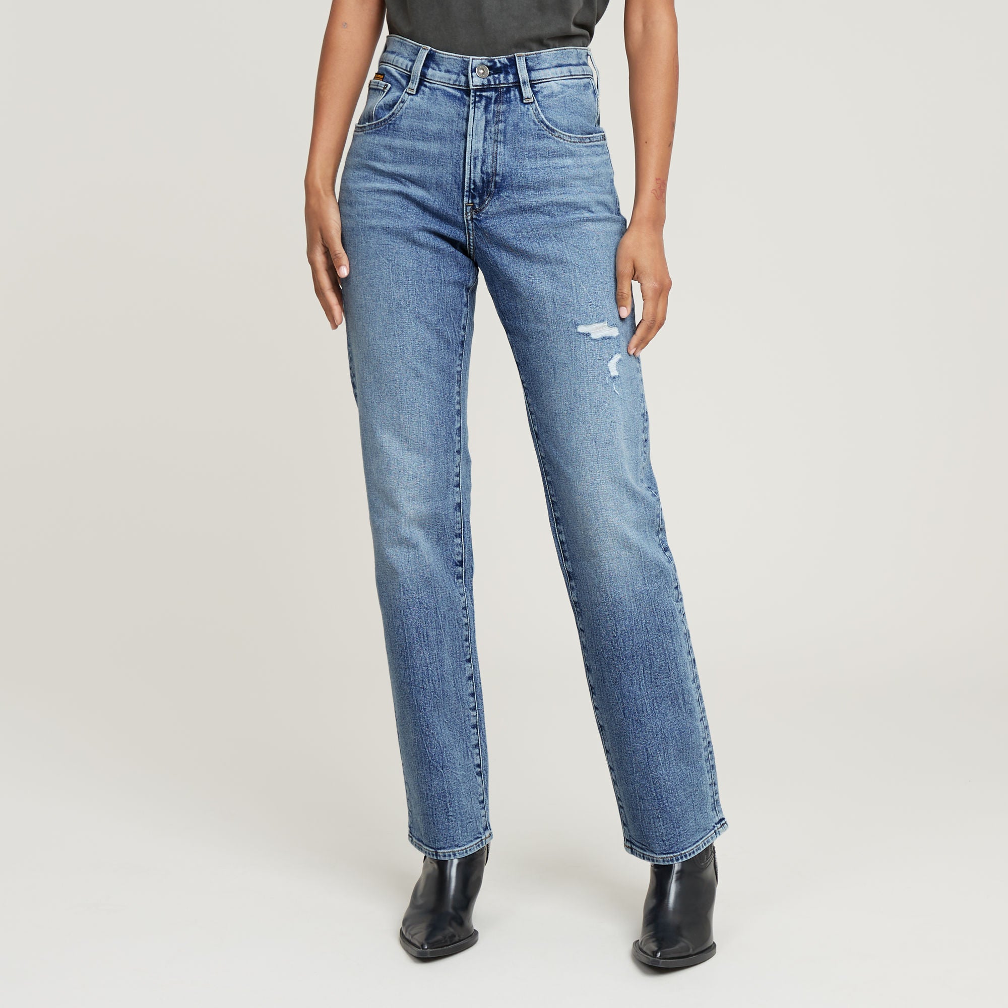G-Star Raw - Viktoria High Straight Jean - Faded Sea Point Blue Destroyed