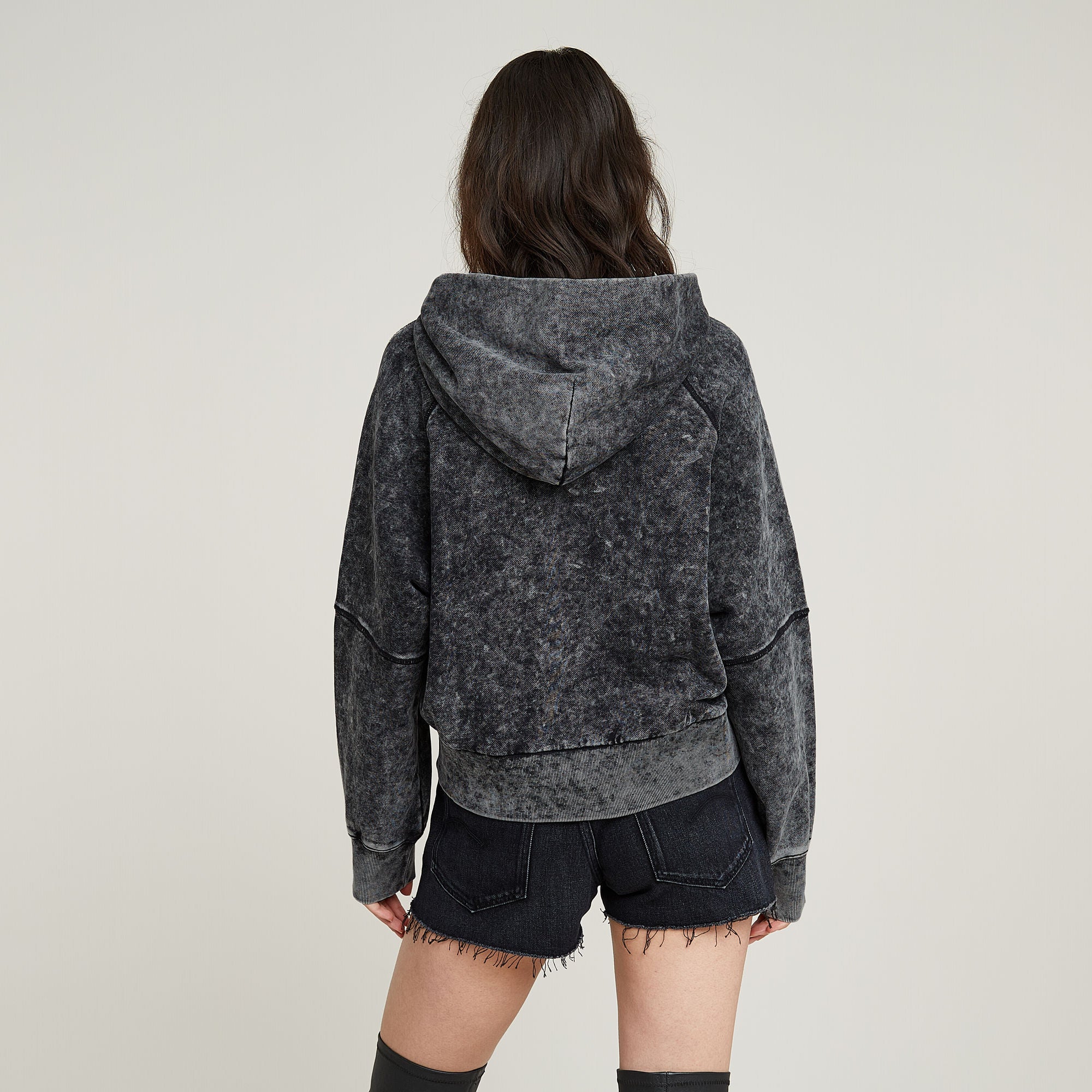 G-Star Raw - Washed Embossed Oversized Hoodie - Dark Black Marble GD