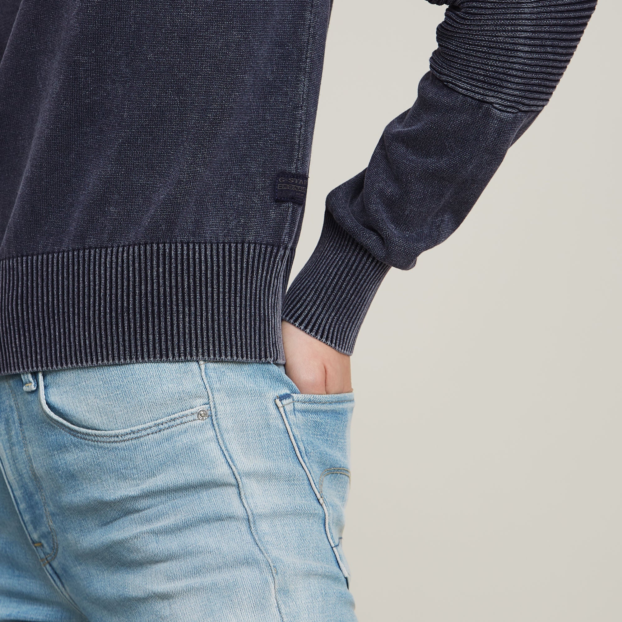 G-Star Raw - Washed Lightweight Biker Knitted Sweater - Osaka Blue GD