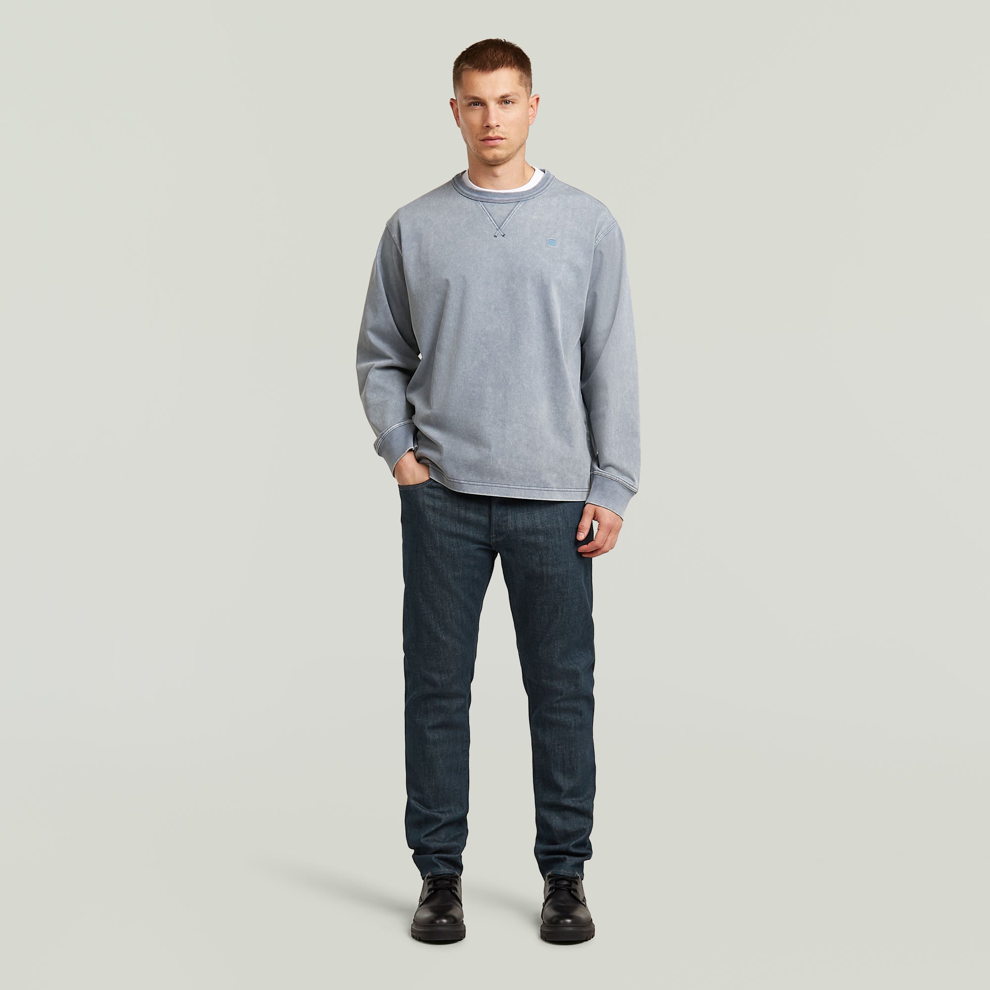 G-Star Raw - Washed Sweatshirt - India Ink GD Snow Bleach