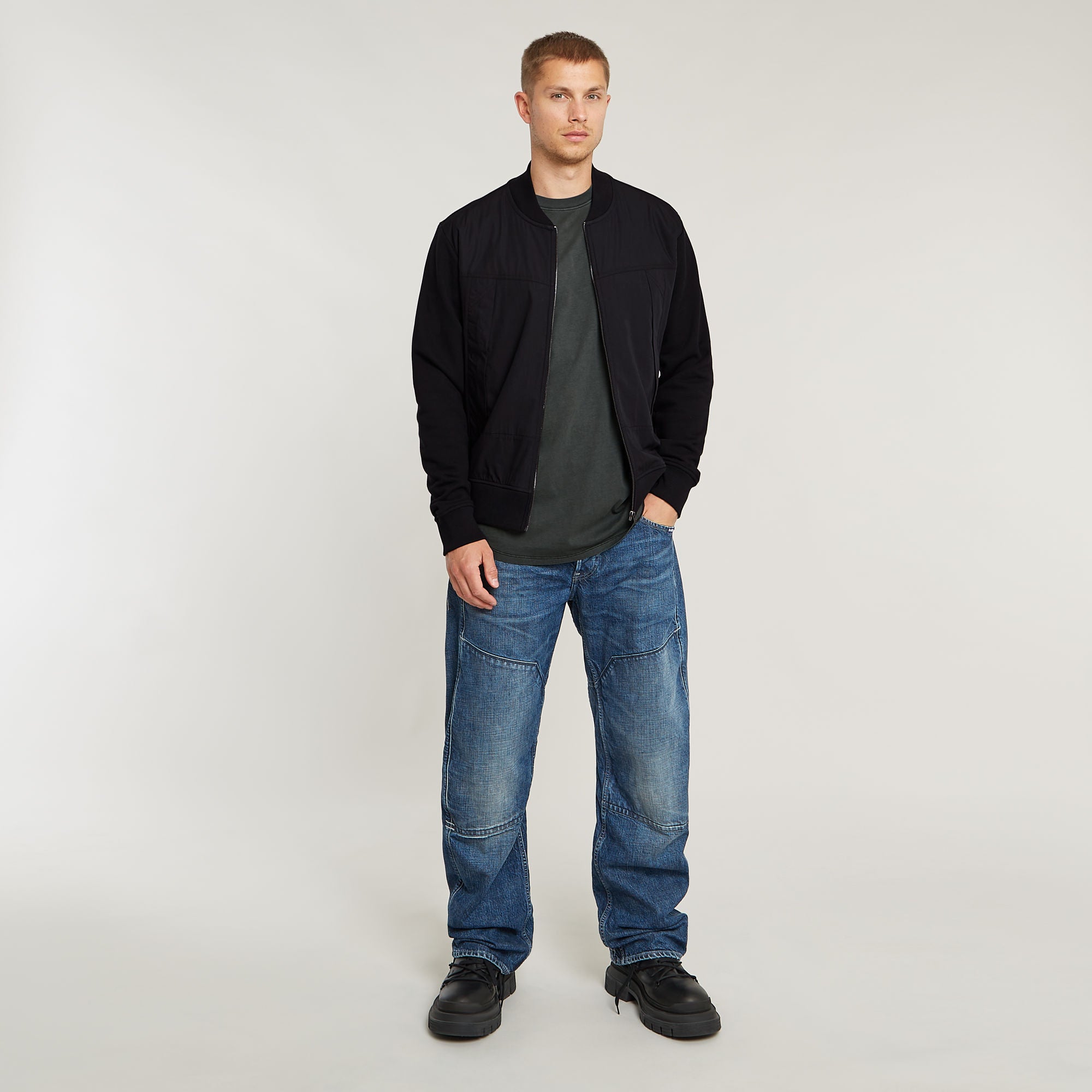 G-Star Raw - Woven Mix Relaxed Sweater - Dark Black
